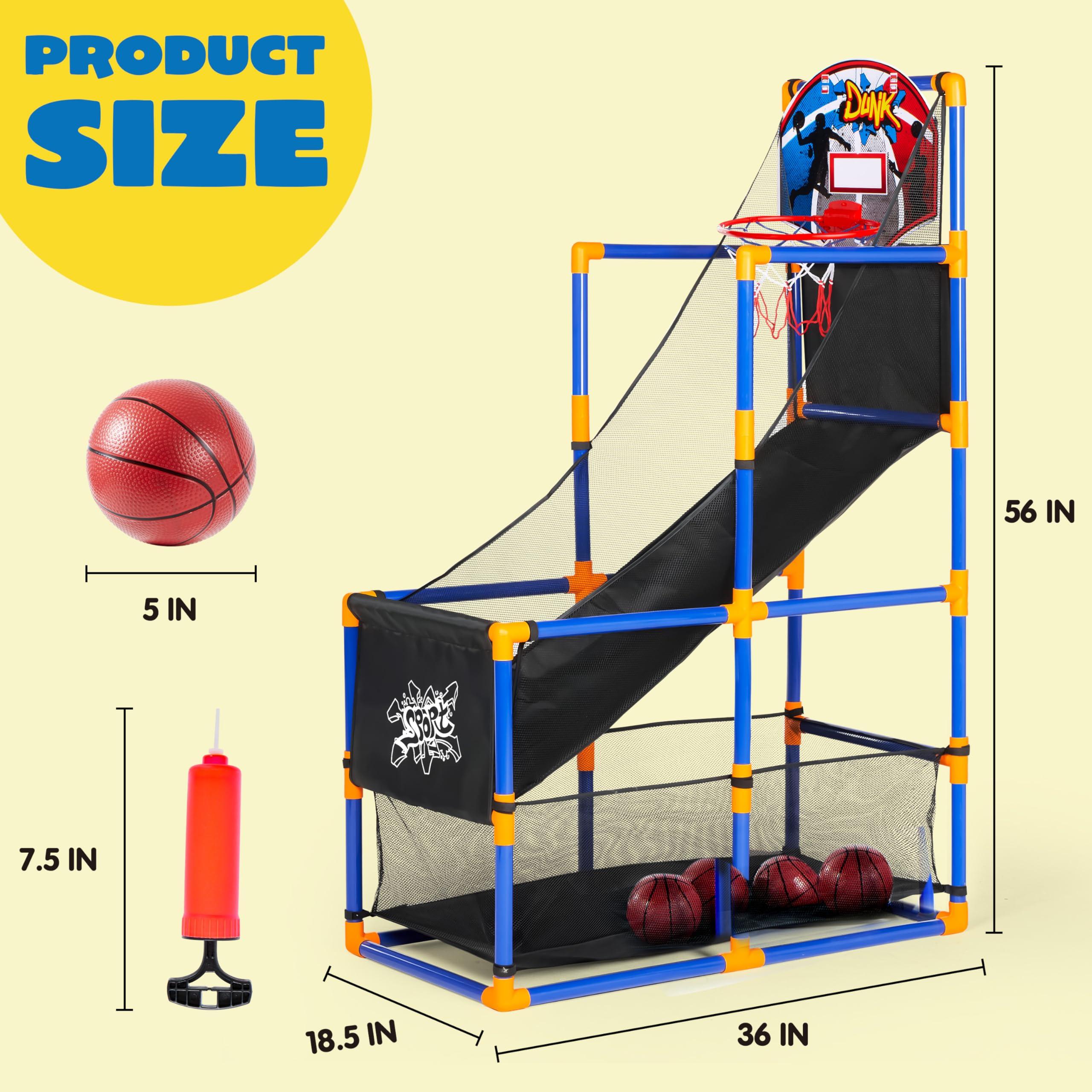 JOYIN Arcade Basketball Game Set with 4 Balls and Hoop for Kids 3 to 12 Years Old Indoor Outdoor Sport Play - Easy Set Up - Air Pump Included - Ideal for Competition - Image 7