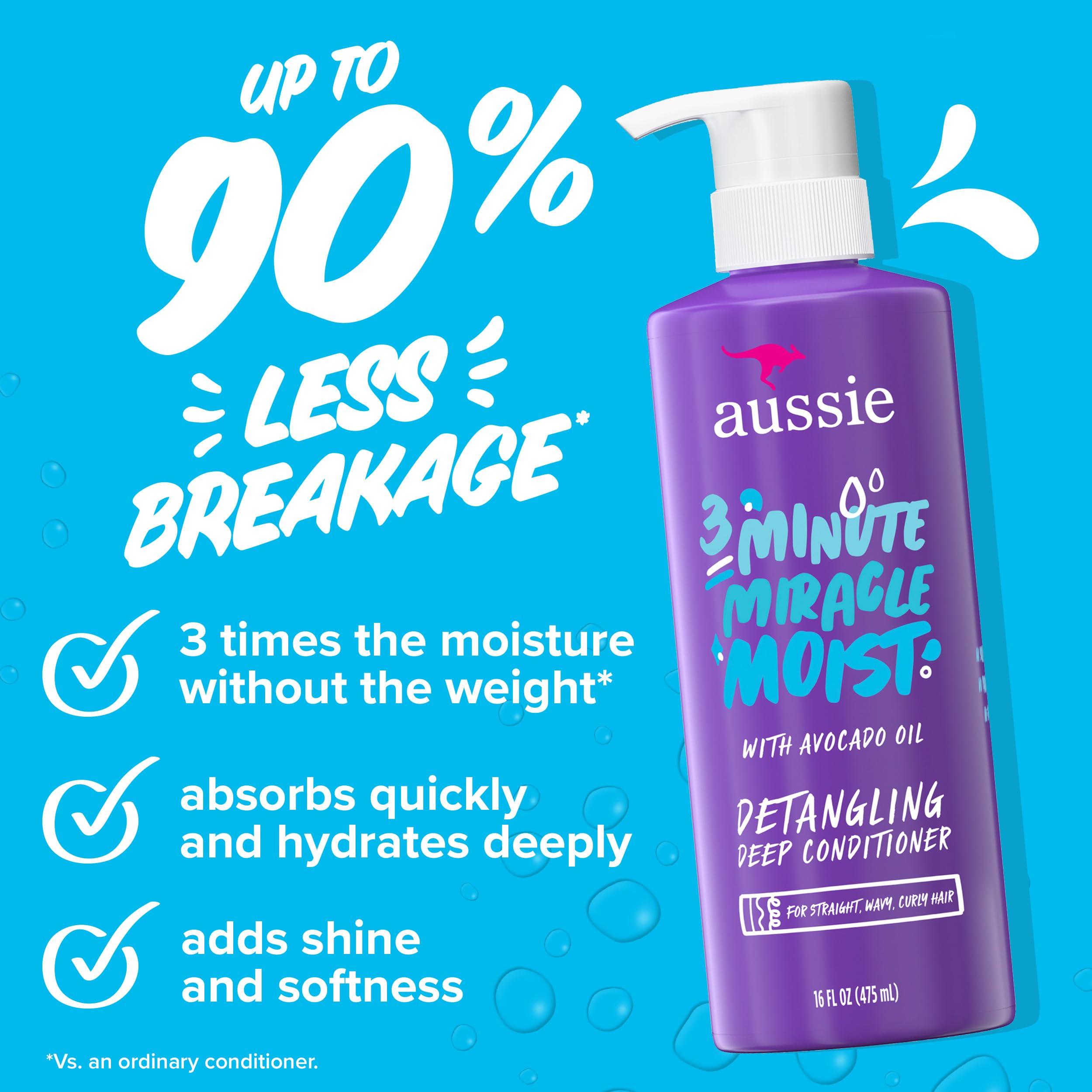 Aussie Miracle Moist Shampoo and Conditioner with 3 Minute Miracle Deep Conditioner, Avocado & Jojoba Oil, Paraben-Free, Moisturizes & Detangles, All Hair Types, Citrus Floral Scent, 3 Pack 68.4 Fl Oz - Image 4