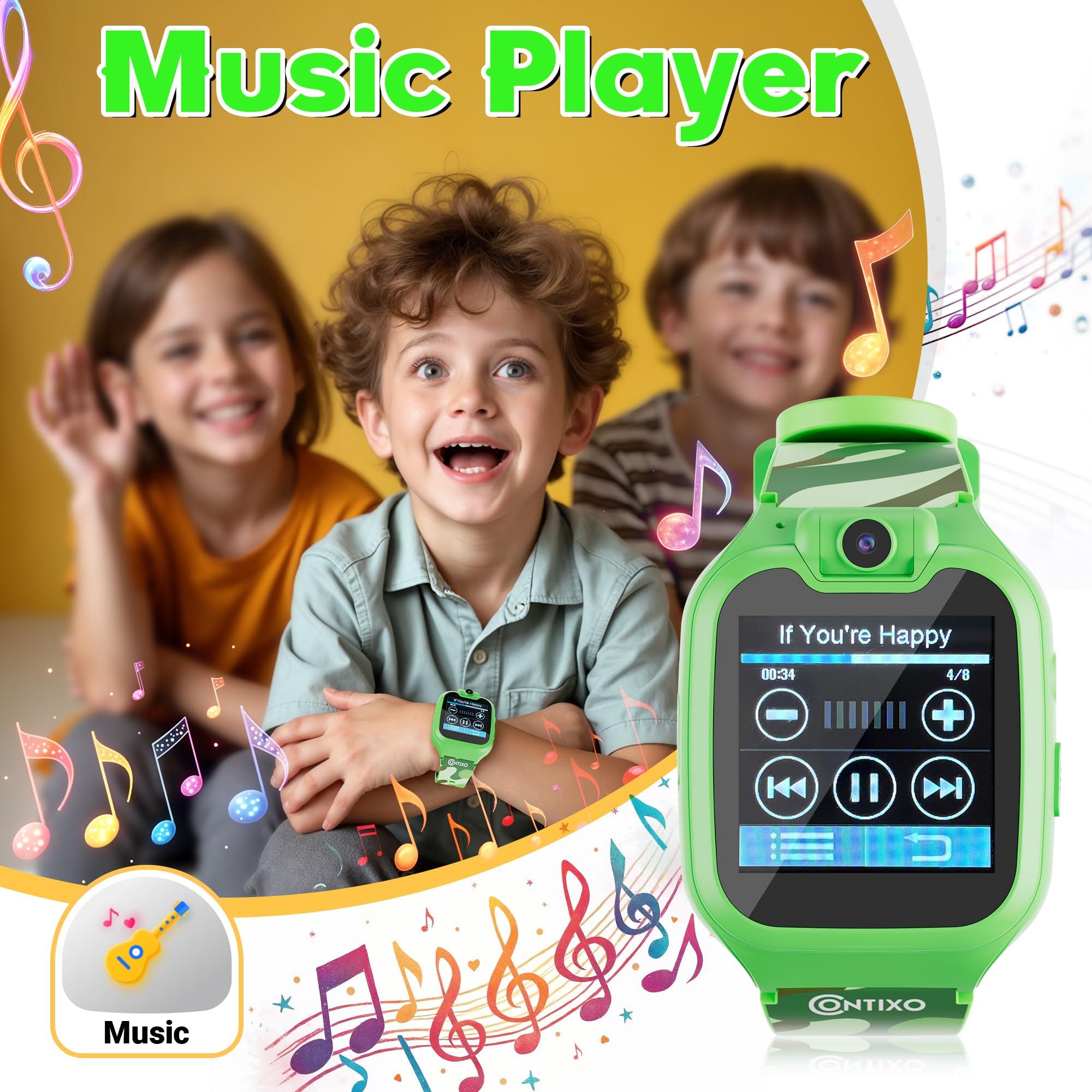 Contixo Kids Smart Watch-HD Touch Screen Educational Smartwatch with Camera, Video & Audio Recording, MP3 Music Player for Kids 3-12 Year Old Boys and Girls Children-Green - Image 6