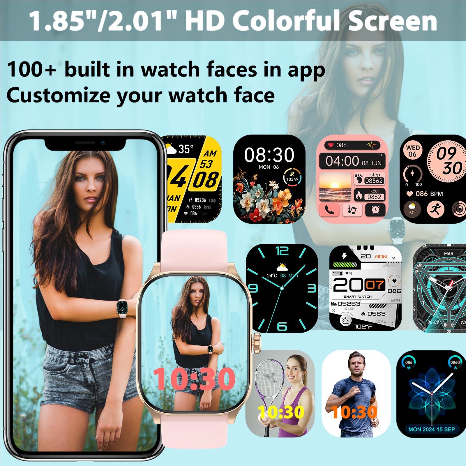 Smart Watch(Answer/Make Call), 2.01" HD Smartwatch for Women Men, Fitness Tracker with 100+ Sport Modes, IP68 Waterproof, Heart Rate/Sleep/Spo2 Monitor, Activity Tracker for Android and iPhone - Image 6
