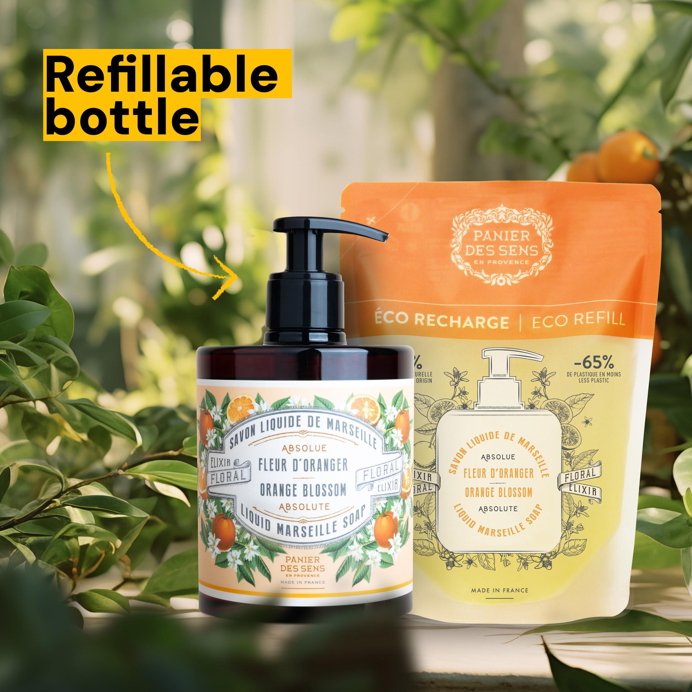 Panier des Sens - Moisturizing Hand Soap - Orange Blossom Gourmand Fragrance - French Traditional Savon de Marseille Soap - Refillable Kitchen & Bathroom Soap - 16.9 Fl.oz Liquid Hand Wash 96% Natural - Image 7