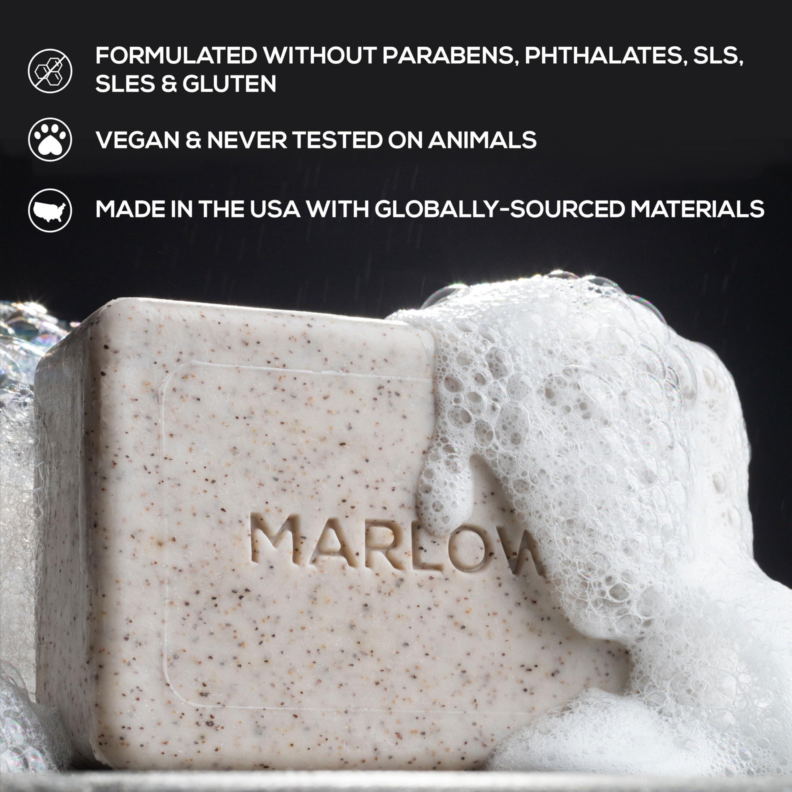 MARLOWE. No. 102 Men's Body Scrub Soap 7oz (Variety Trio) Best Exfoliating Body Soap Bars for Men, Made with Natural Ingredients, Green Tea Extract, Features 3 Amazing Scents - Image 2
