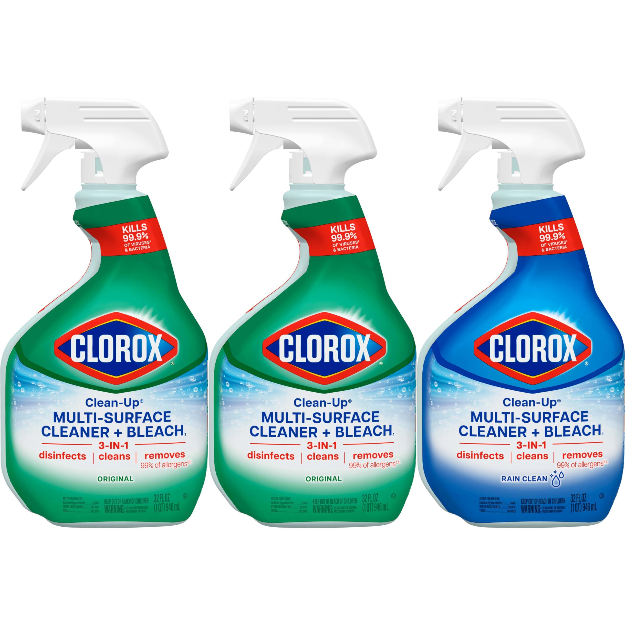 Clorox Clean-Up Cleaner + Bleach Value Pack, 3 Disinfectant and Cleaning Sprays, Kitchen and Bathroom Cleaning, Rain Clean and Original Scent, 32 Ounces (Pack of 3) - Image 10