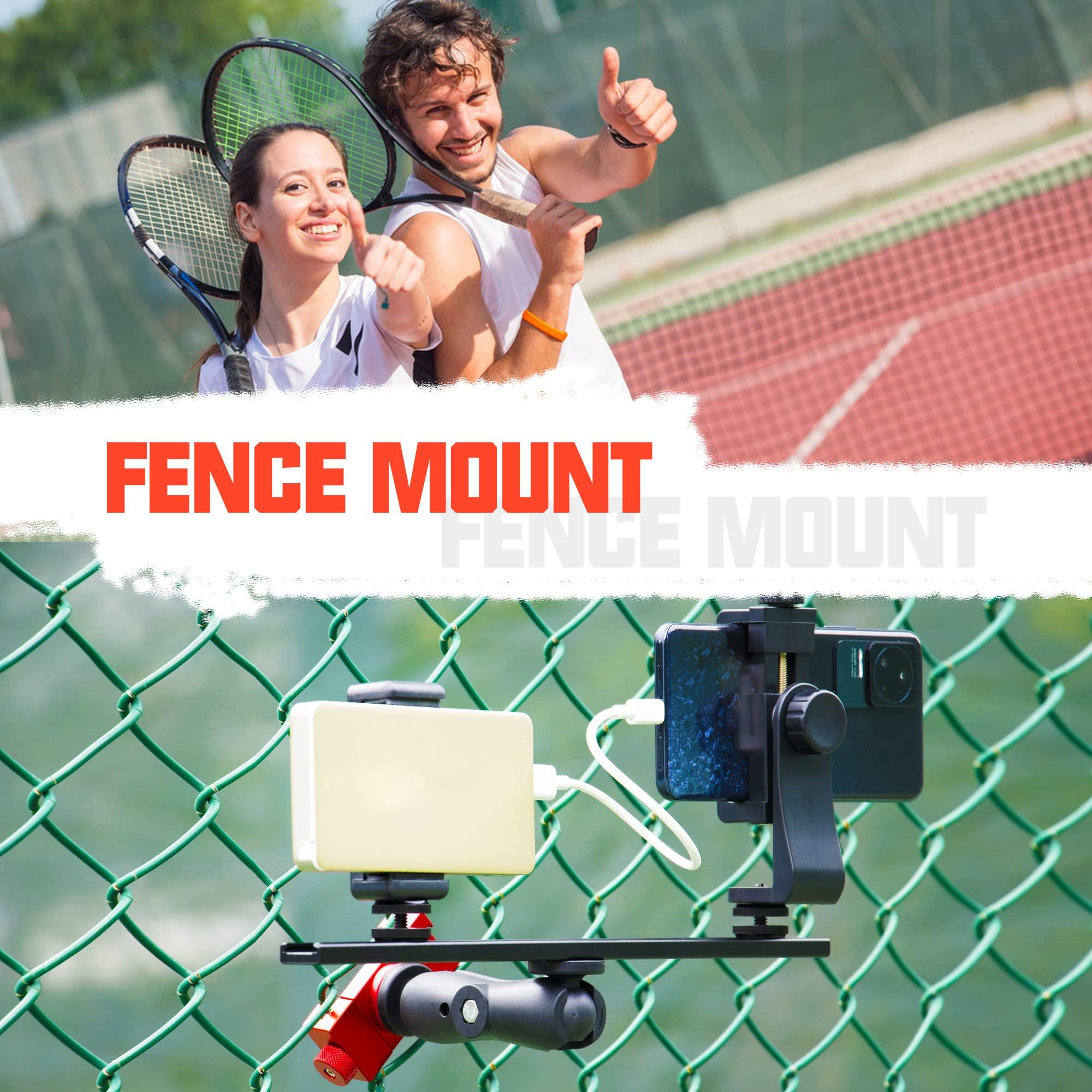 Smartphone Fence Mount - Tennis Camera Fence Mount, Phone Camera Holder for Gopro,insta360 X5,Cell Phone, Mevo Start for Tennis & Pickleball Training,Softball, Baseball,with Recording While Charging - Image 5