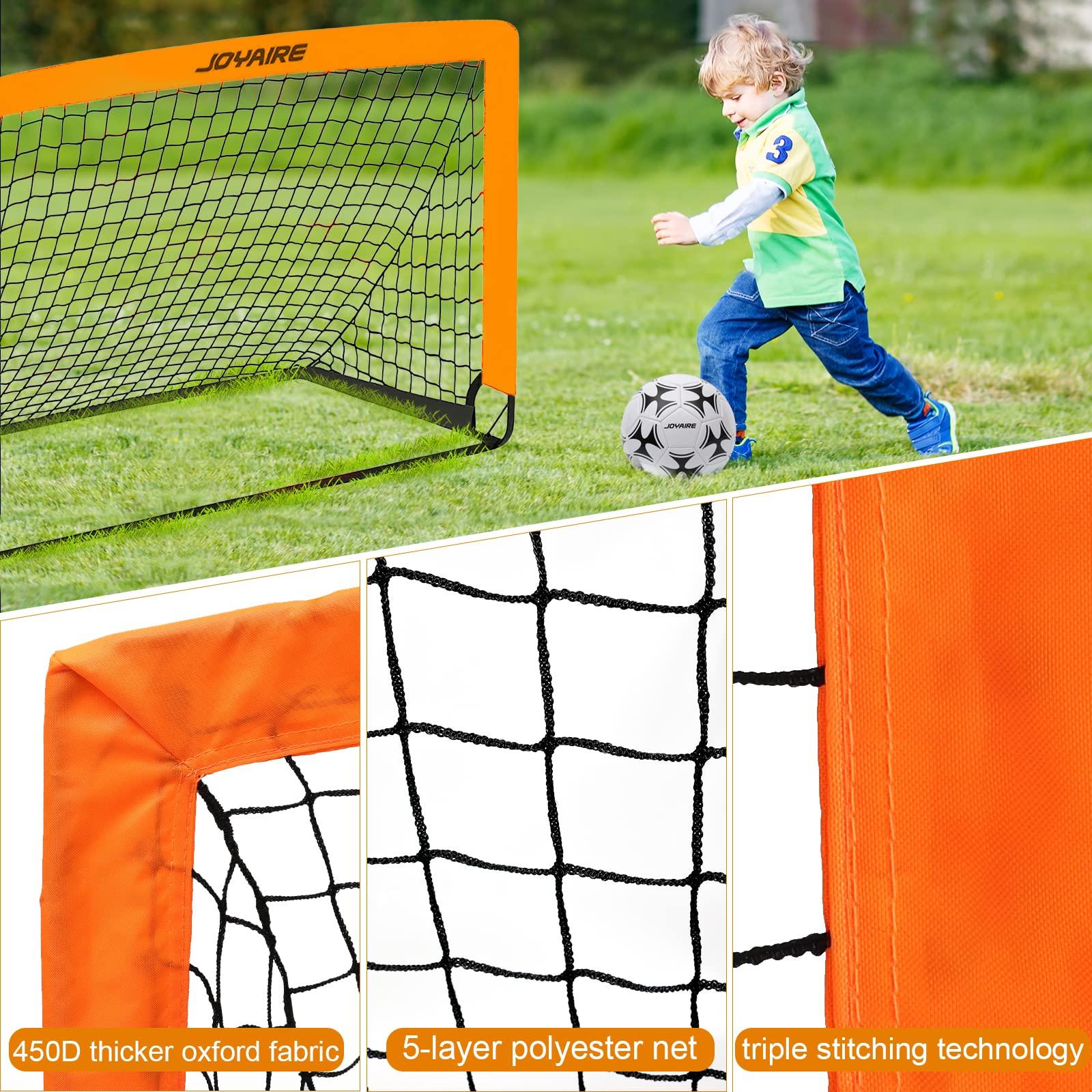 Kids Soccer Goals for Backyard Set, Portable Toddler Soccer Goal 2 of 4x3 ft, 6x4 ft, 7x5 ft, Soccer Training Equipment, Pop Up Soccer Net Kit with Size 4 Soccer Ball, Youth Games, Outdoor Sports Play - Image 3