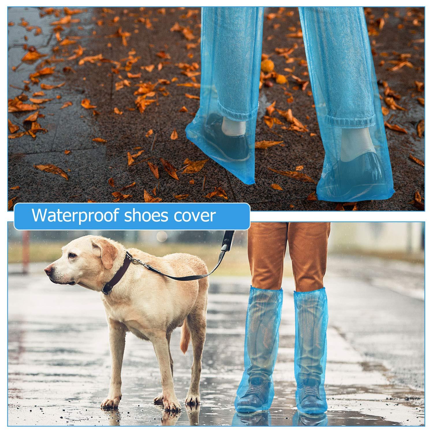 SATINIOR Disposable Boot Covers Plastic Long Waterproof Shoes Cover Over The Knee for Men Women - Image 2
