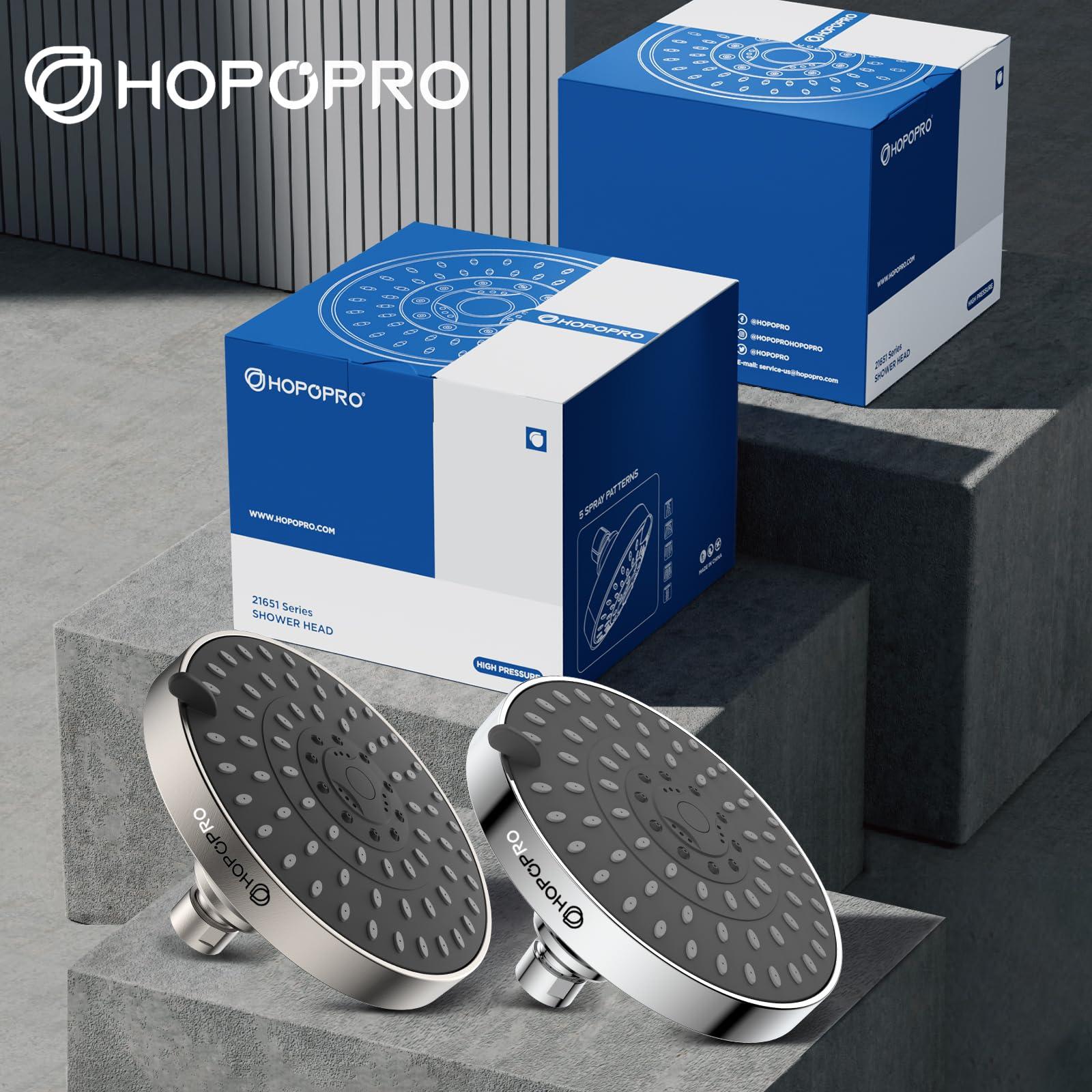 HOPOPRO 5-Mode High Pressure Shower Head - The Washington Post, NBC News, Today TV Show Recommended - High Flow Fixed Showerheads (6 Inch Brushed Nickel) - Image 5