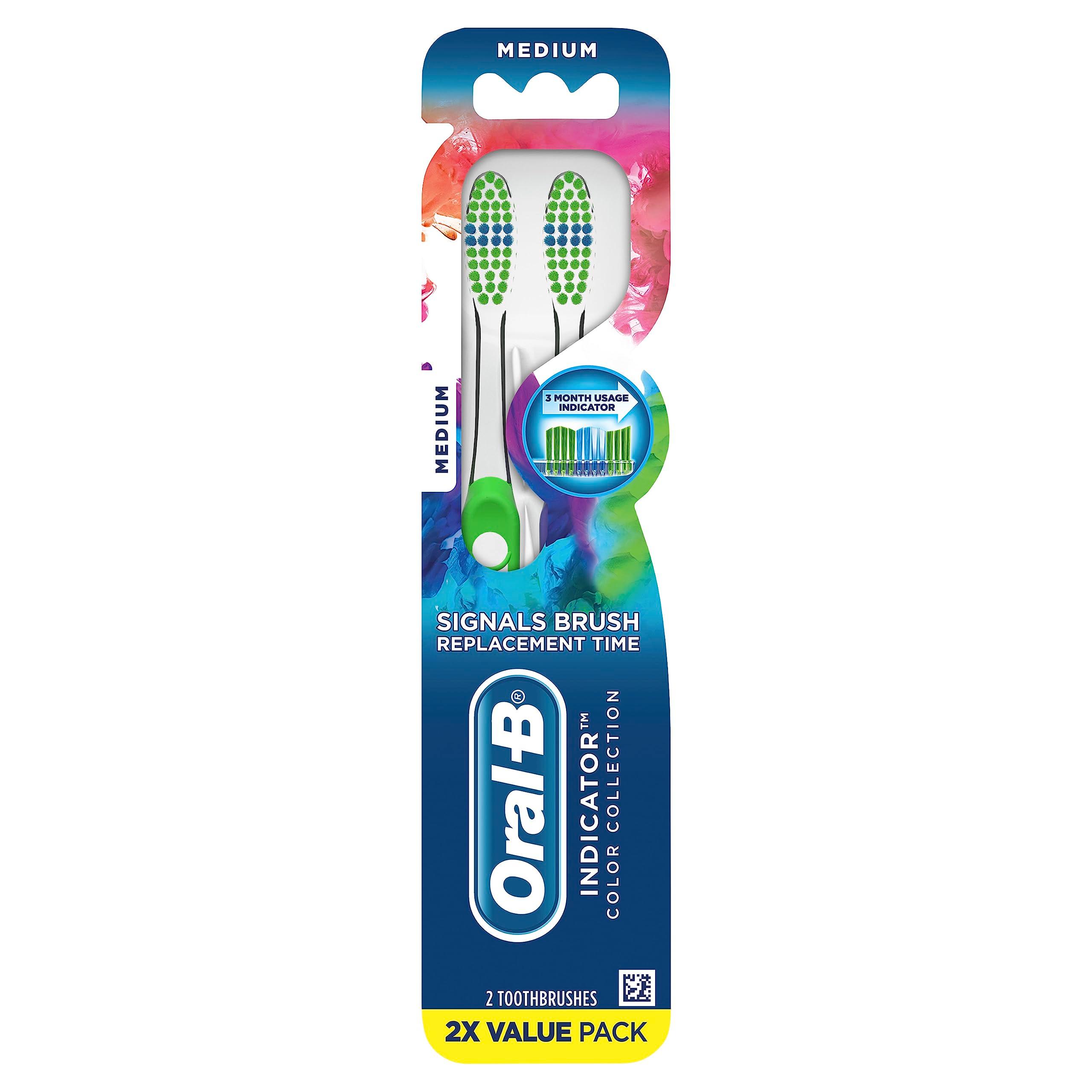 Oral-B Indicator Color Collection Toothbrushes, Medium, 2 Count - Image 2