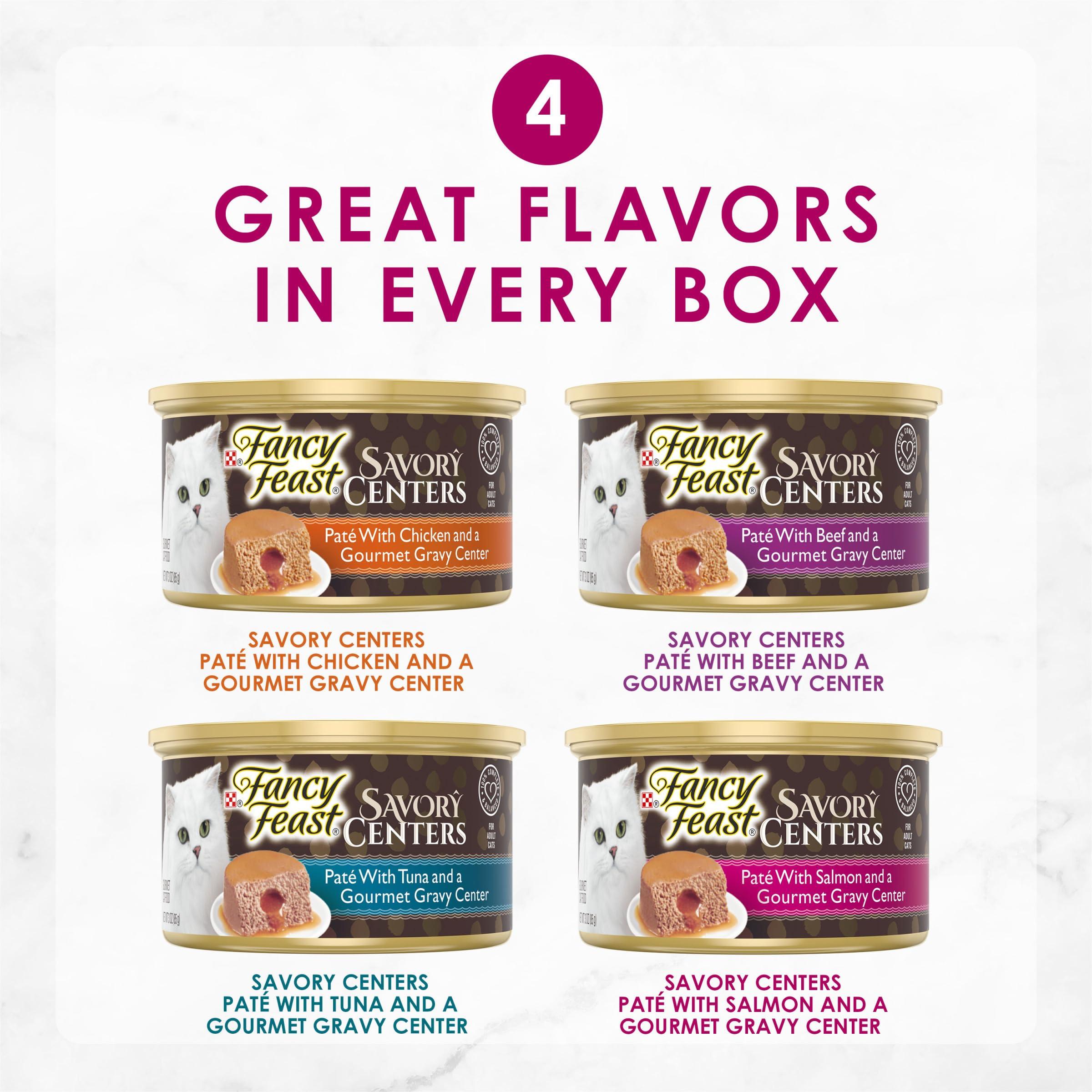 Purina Fancy Feast Pate Wet Cat Food Variety Pack, Savory Centers Pate With a Gravy Center - (2 Packs of 12) 3 oz. Pull-Top Cans - Image 2