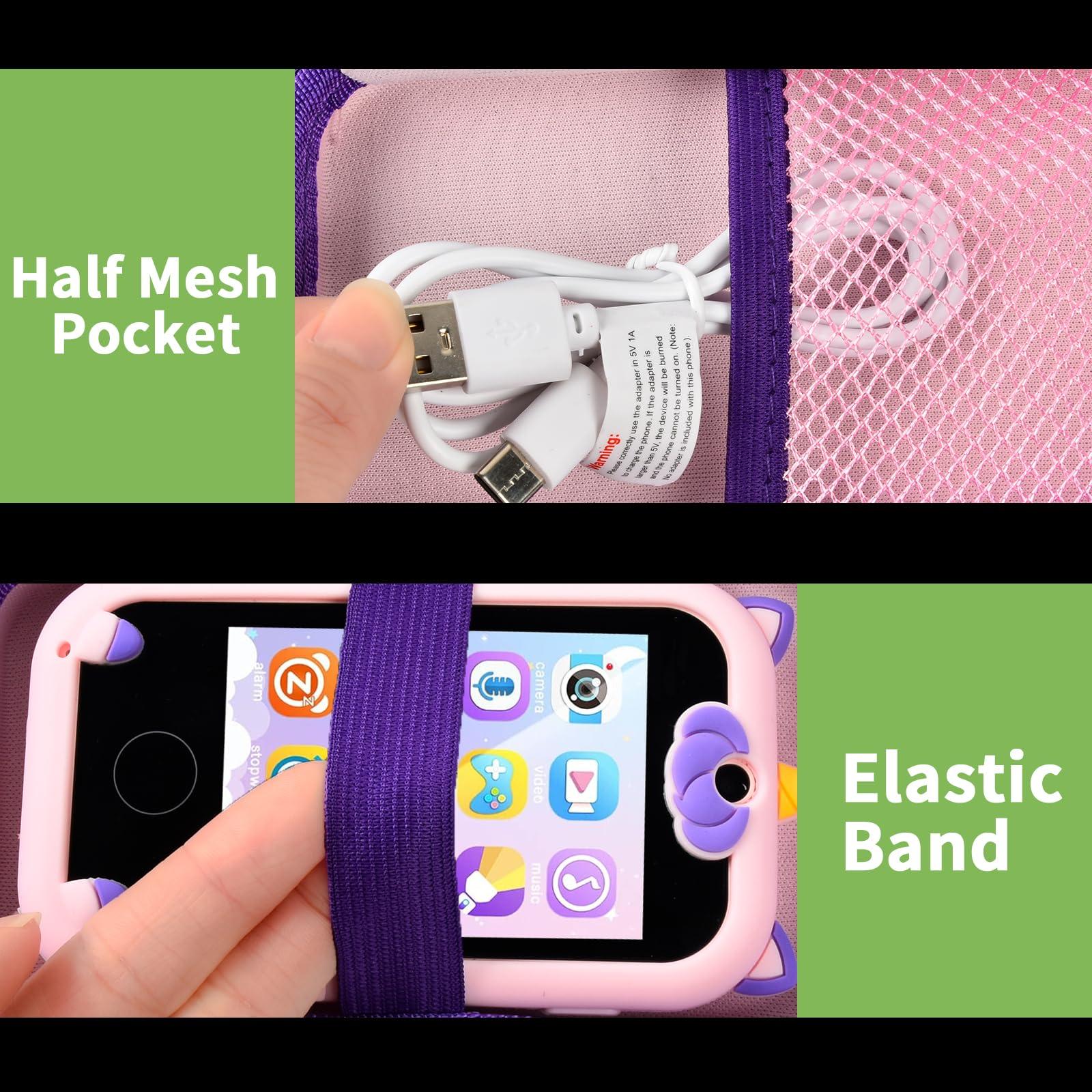 ALKOO Kids Toy Smartphone Case Compatible with Kikapabi/for Joozfee/for dancingcow/for Prysyedawn, Learning Toys Holder for Toddler Play Cell Phone, SD Card, Lanyard and Cable Accessories- Pink - Image 5