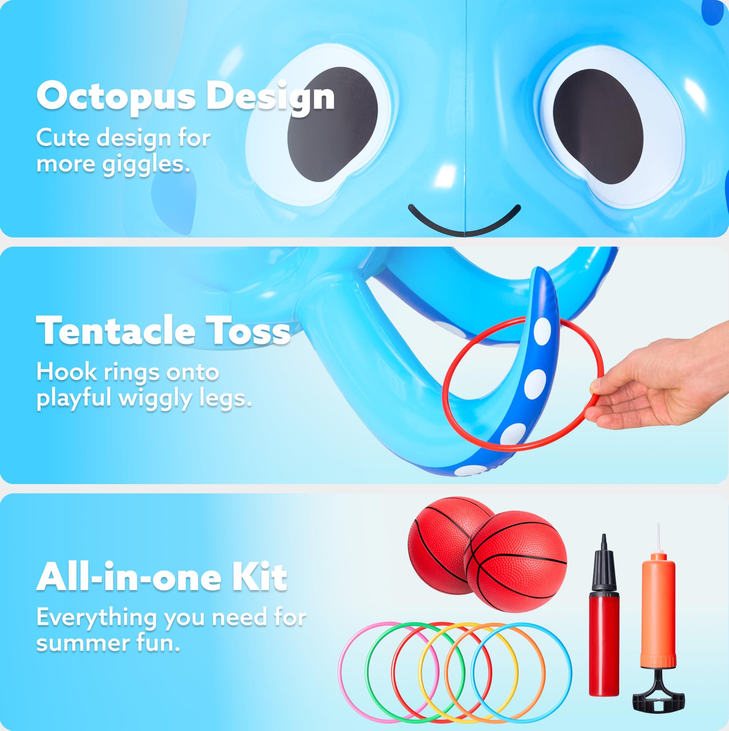 Sloosh Pool Toys, 2-in-1 Inflatable Float Water Game, Octopus Basketball Hoop Ring Toss Outdoor Swim Play, Toss Game Floating Swimming Pool Games for Kids Adults - Image 4