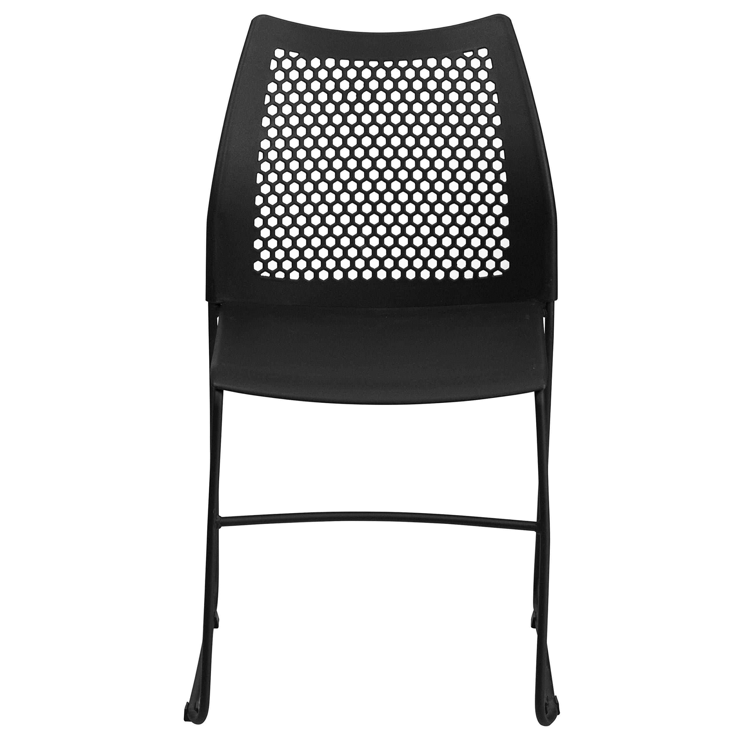 Flash Furniture Hercules Series Contoured Lobby Chairs with Air-Vent Honeycomb Backs, Ergonomic Stacking Chairs for Offices, Set of 5, Black - Image 13