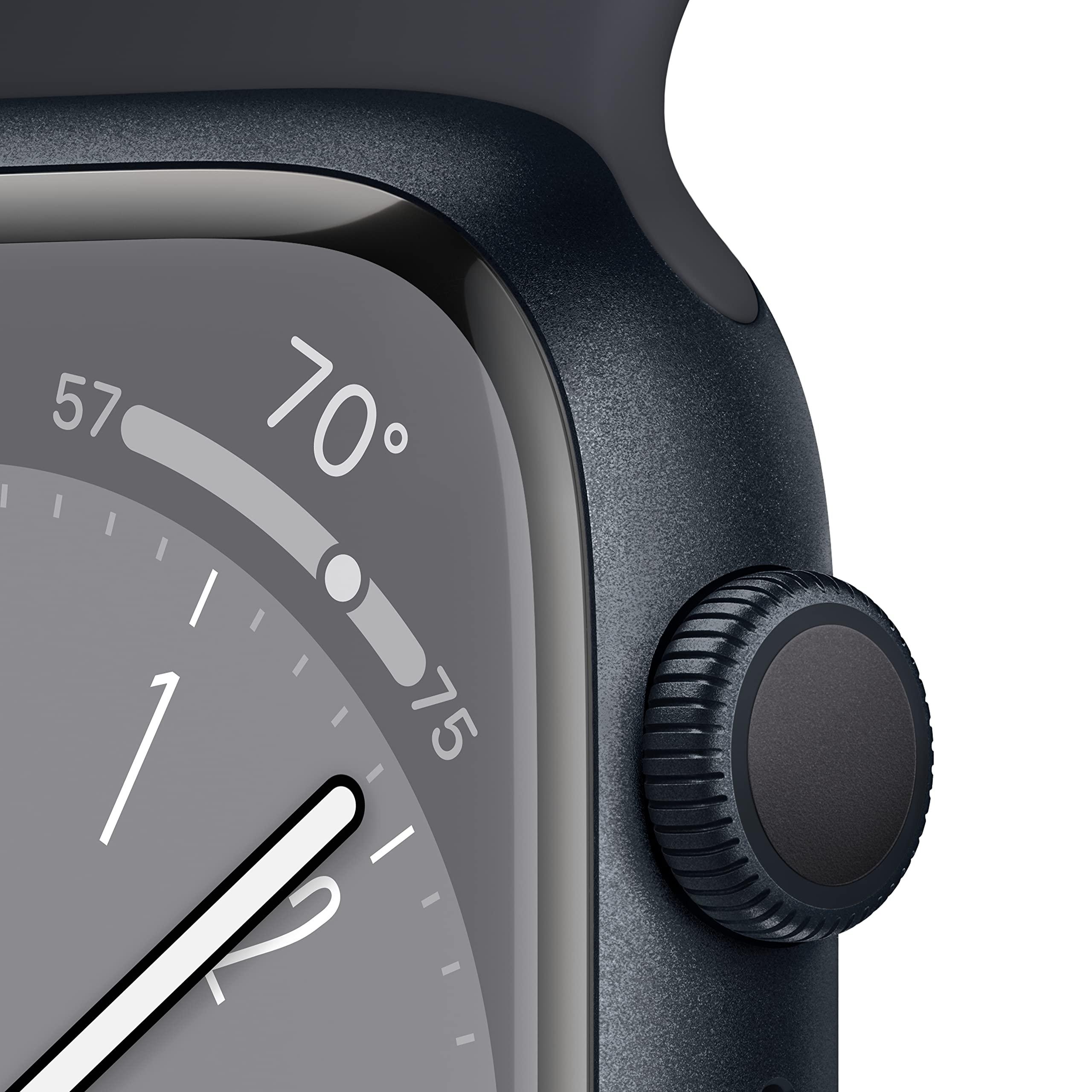 Apple Watch Series 8 [GPS, 45mm] - Midnight Aluminum Case with Midnight Sport Band, M/L (Renewed) - Image 3