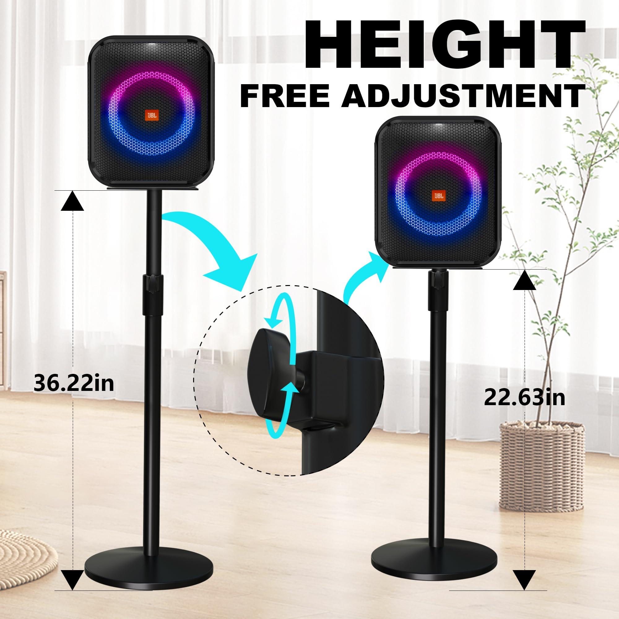 Ergonomic JBL Speaker Stand, Adjustable Height - Neeotyy 36.22" Height Speaker Stand for JBL Encore, Black - Image 3