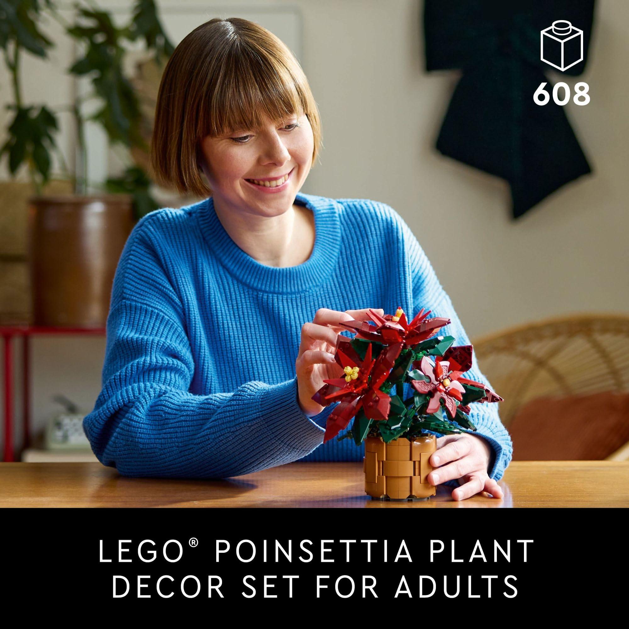 LEGO Icons Poinsettia Building Set - Artificial Flower Decorations & Centerpieces for Table, Adults Ages 18+ - 10370 - Image 2