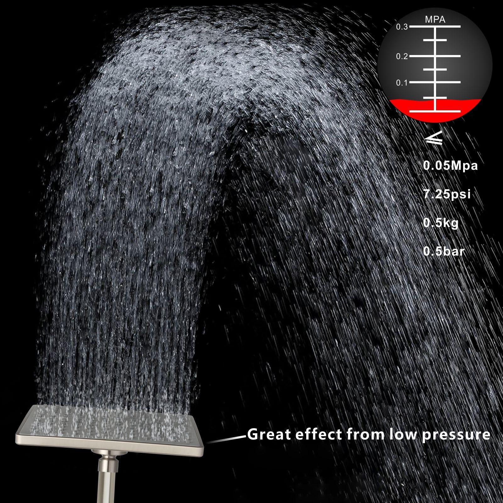 Voolan 8" Rain Shower Head - Luxury Modern Look - The Adjustable Replacement For Your Bathroom Showerhead - Square High Flow Rainfall Showers (Brushed Nickel) - Image 4