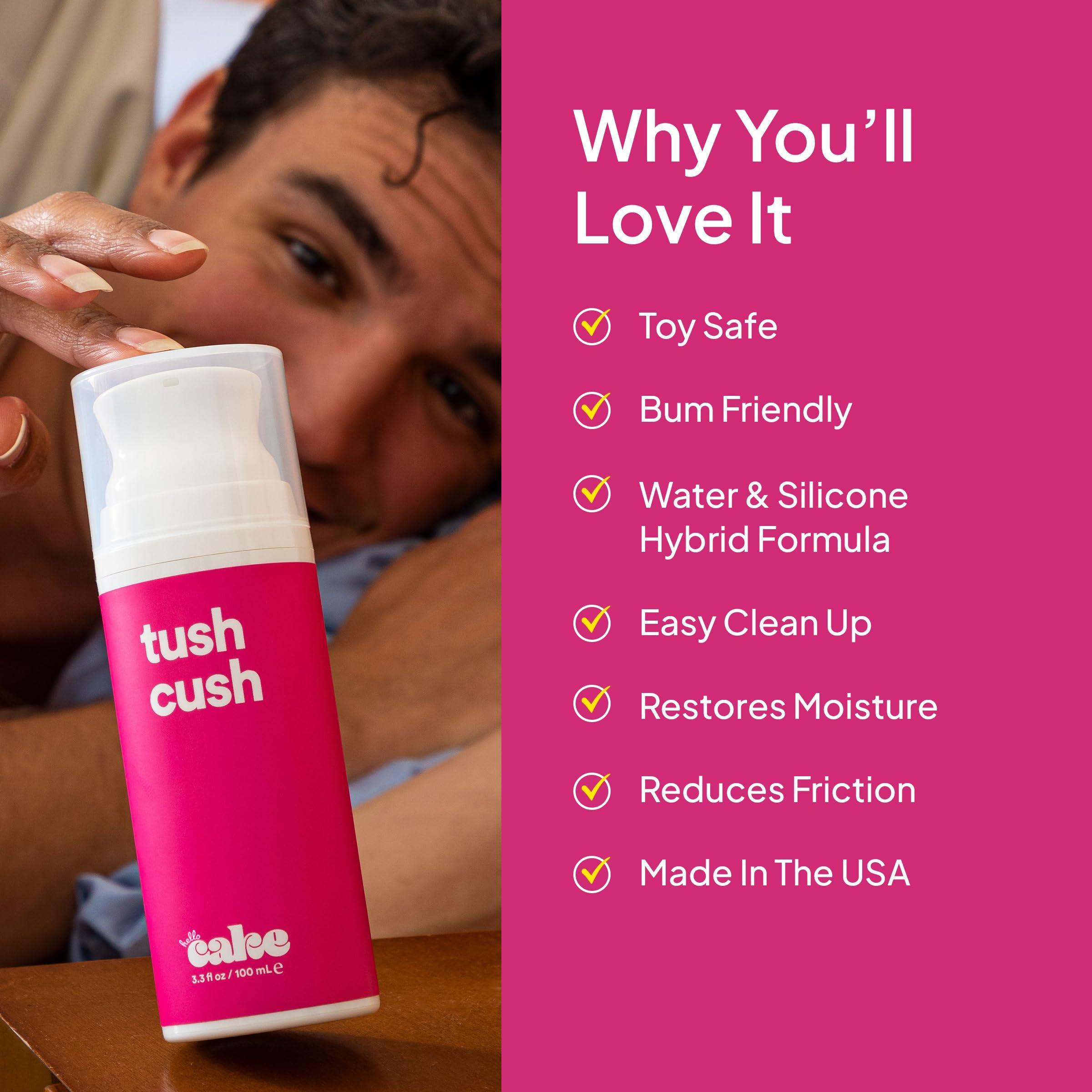 Hello Cake Tush Cush, Silicone and Water-Based Personal Lubricant, Formulated for Anal Use, Hybrid Lube for Men, Women, and Couples, 3.3 fl oz - Image 4