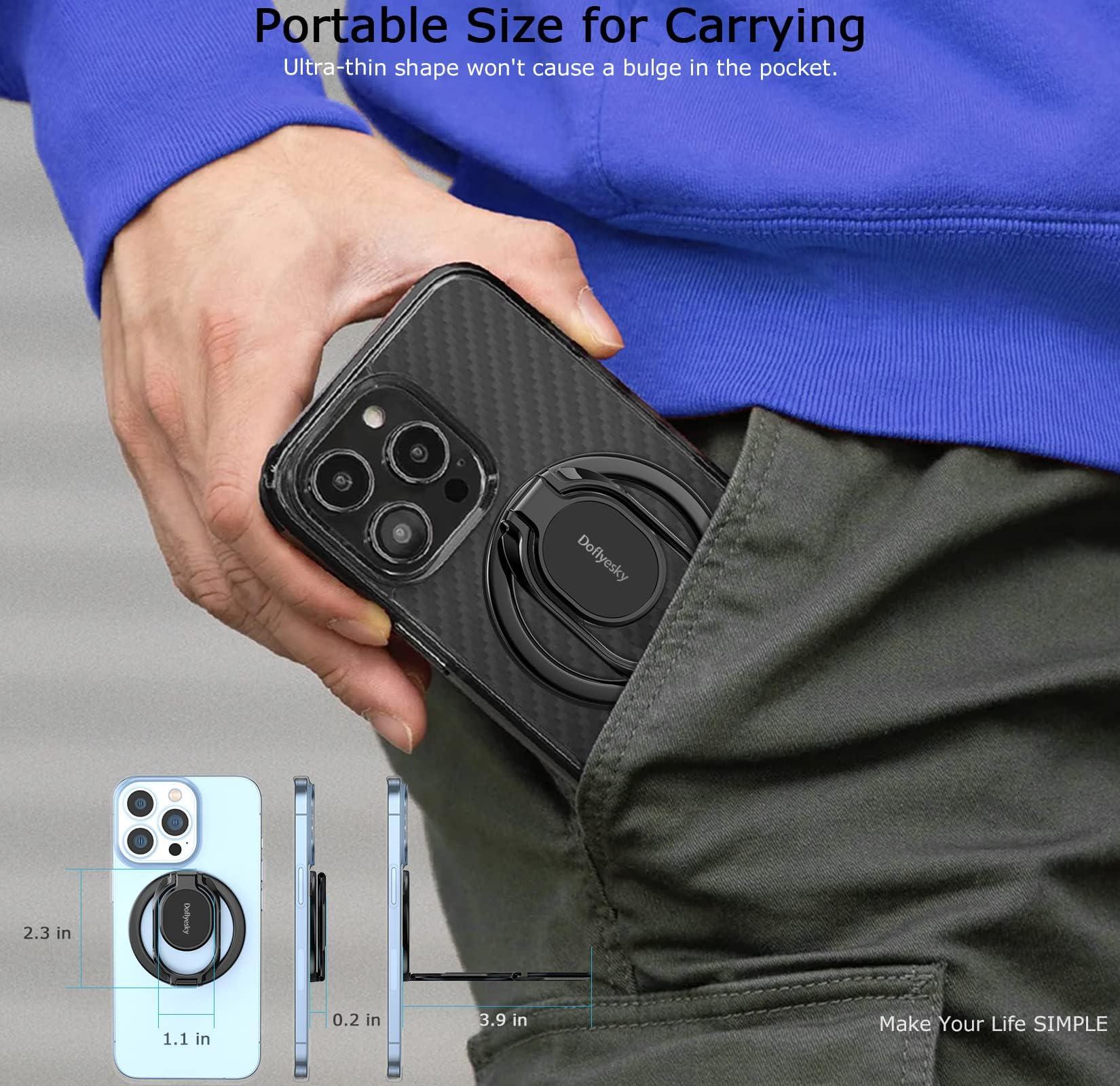 Doflyesky Magnetic Phone Ring Holder with Magsafe, Double Adjustable Gym Finger Ring Grip, Removable Phone Grip, for iPhone, iPad and Smartphones, Compatible with Magnetic Car Mount (Colorful) - Image 8