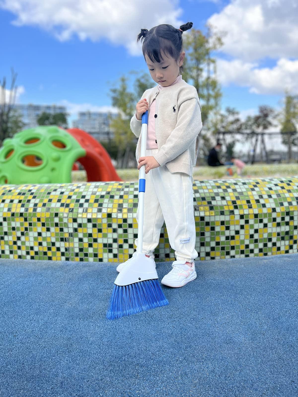 Xifando Kids Broom-Housekeeping Cleaning Tool for Kids Pretend Playing,Retractable Small Broom for Littler Helper(White+Blue) - Image 7