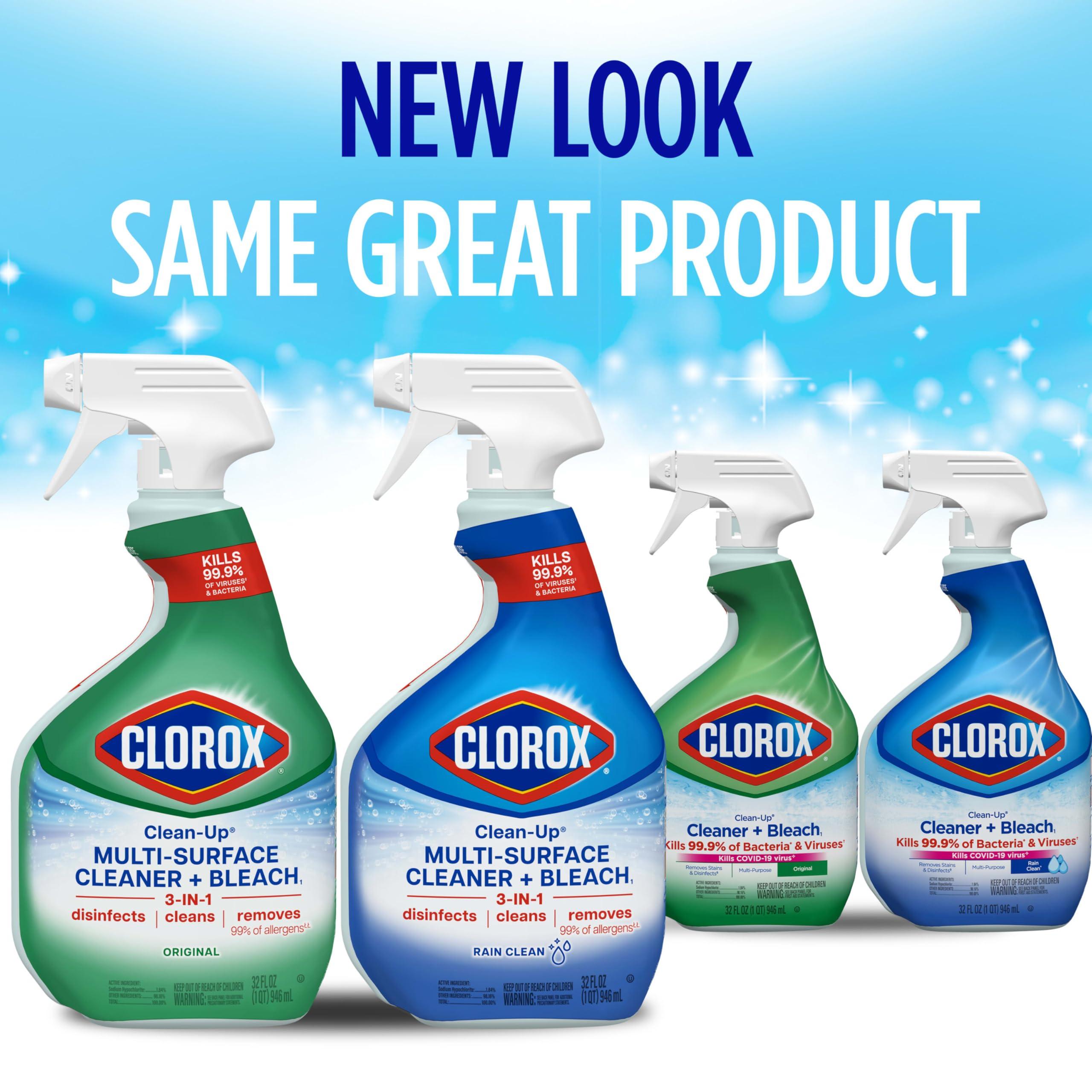Clorox Clean-Up Cleaner + Bleach Value Pack, 3 Disinfectant and Cleaning Sprays, Kitchen and Bathroom Cleaning, Rain Clean and Original Scent, 32 Ounces (Pack of 3) - Image 2