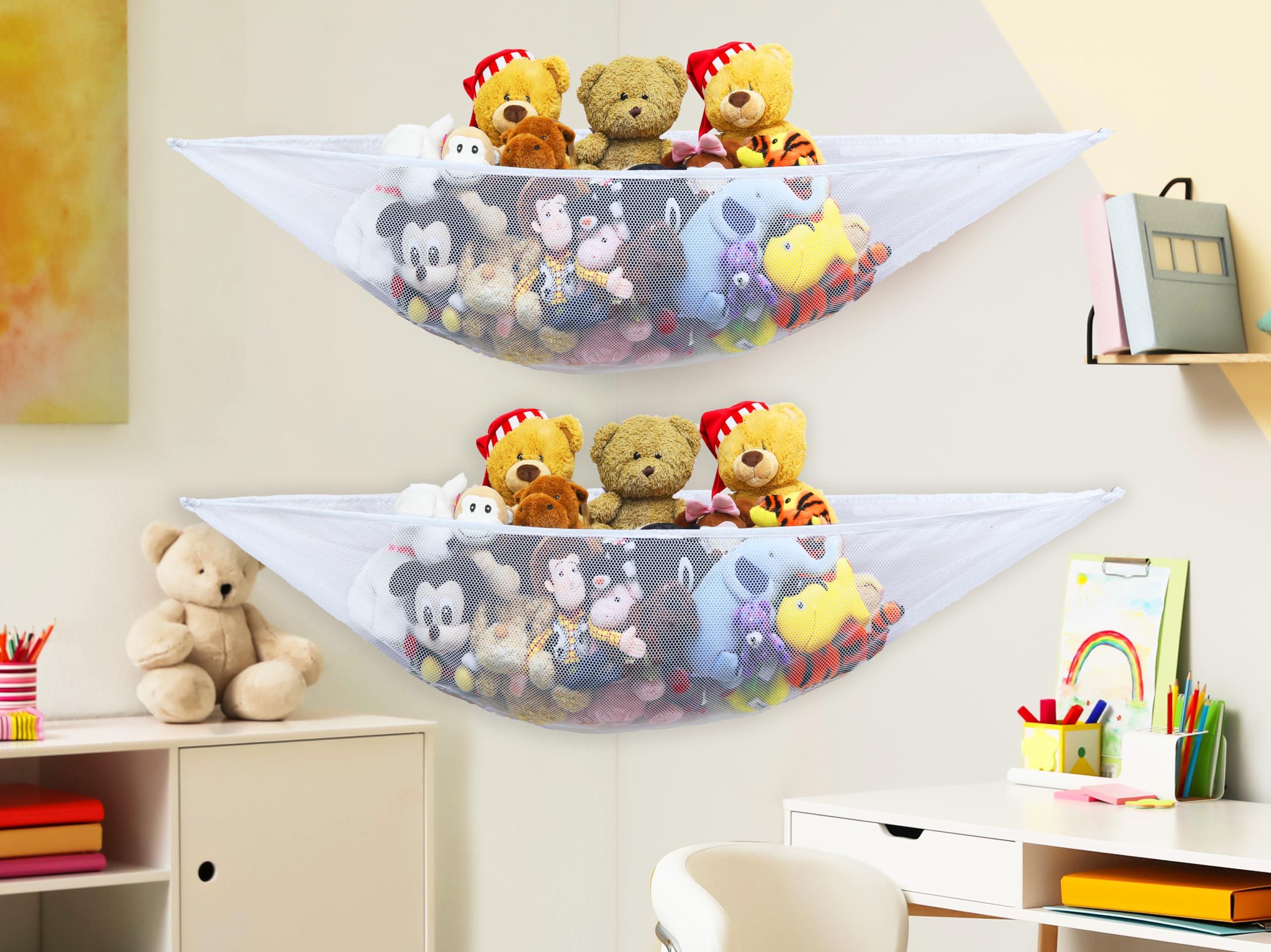 Simple Houseware 2 PK - Stuffed Animals Jumbo Toy Storage Hammock, White - Image 7