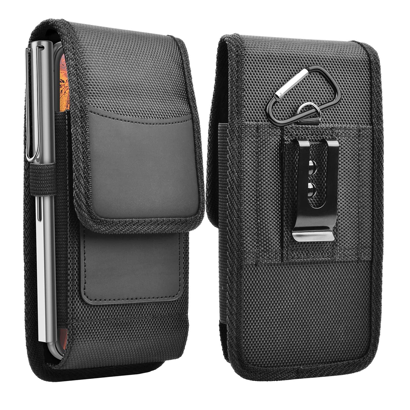 Njjex Phone Holster for Samsung Galaxy S25 Ultra S24 S23 S22 S21 S20 Note 20 A35 A16 A15 A14 A02S A12 A32 A13 iPhone 16 Pro Max XS XR Nylon Belt Clip Holster Cell Phone Pouch Card Holder Carrying Case