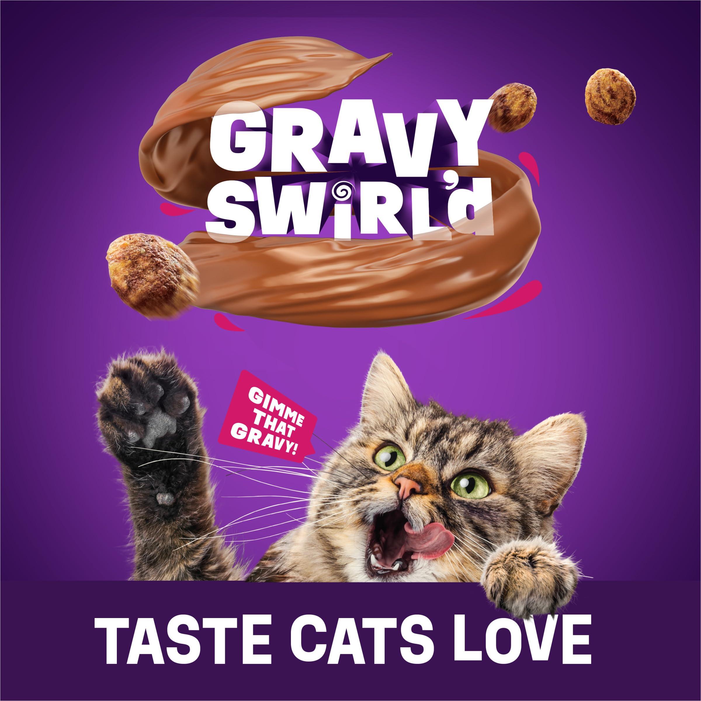 Purina Friskies Dry Cat Food Gravy Swirl'd With Flavors of Chicken, Salmon and Gravy - 3.15 lb. Bag - Image 9
