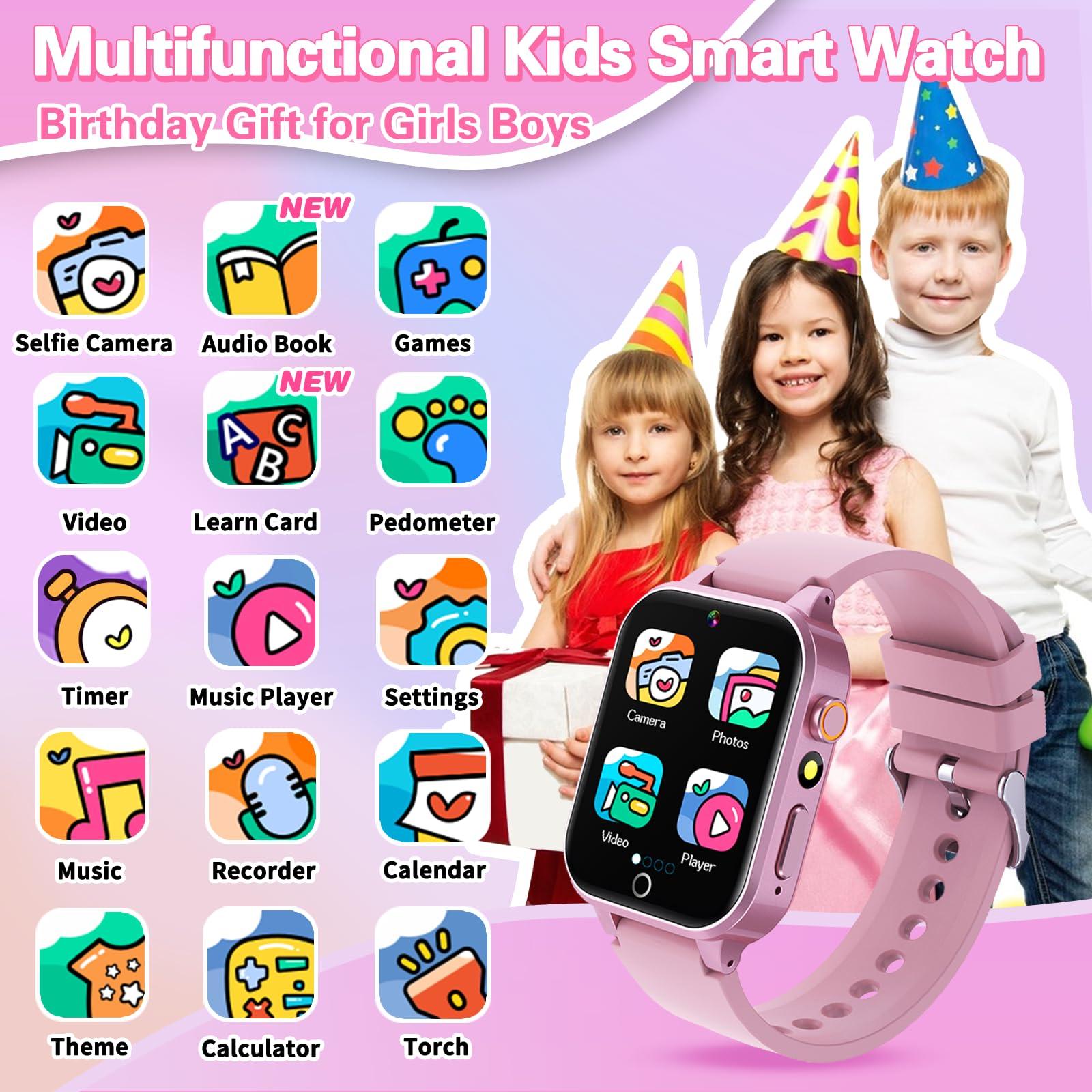 Kids Smart Watch Girls Gift for Girl Aged 6-12, HD TouchScreen Kids Watch with 26 Games Video Camera Music Pedometer Audiostory Learn Card Educational Toys Birthday Gifts for Girls Ages 5 6 7 8 9 - Image 2
