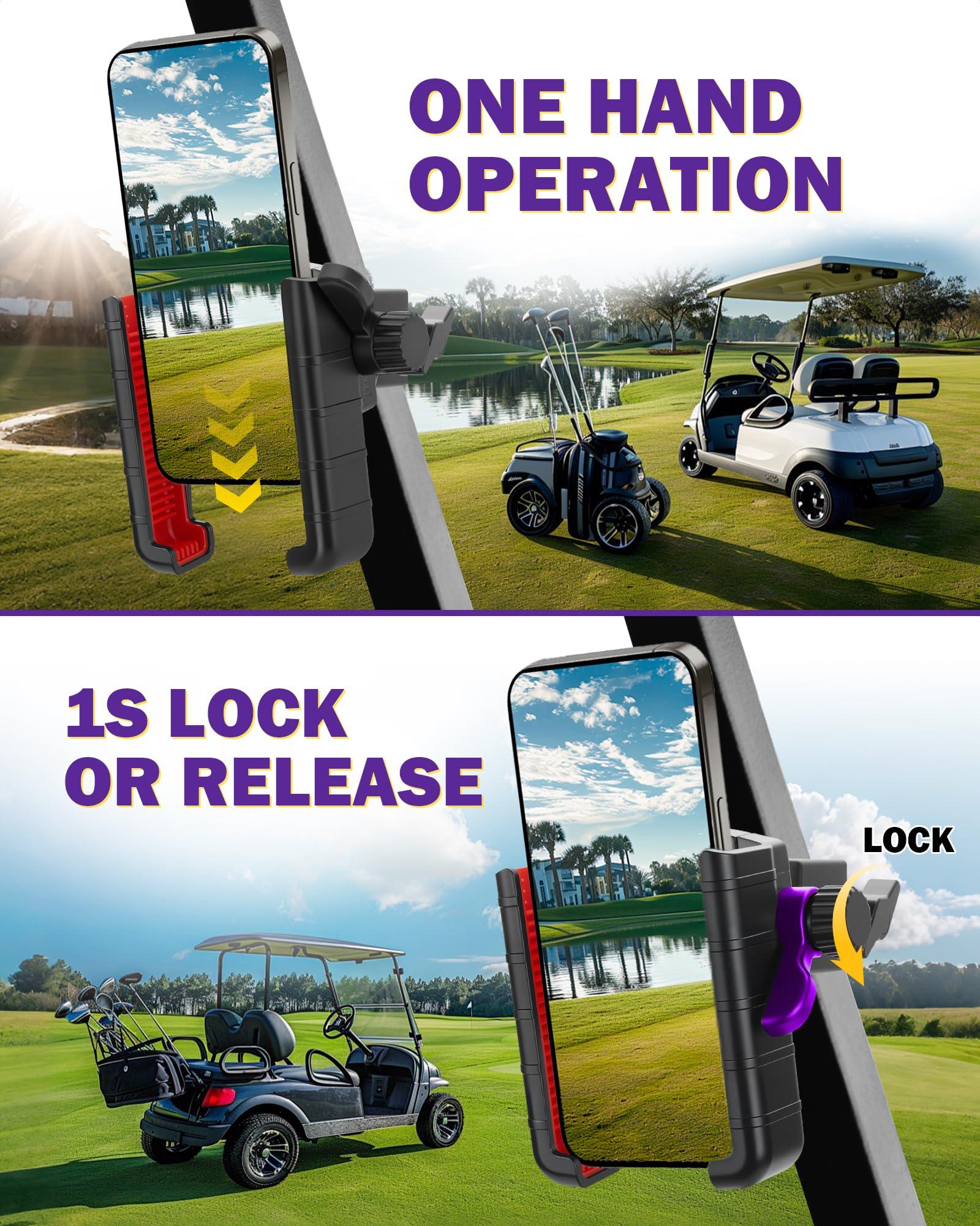 Golf Cart Phone Holder for EZGO Club Car Yamaha, Universal Phone Mount Compatible with iPhone Galaxy Google Pixel All Smartphones, Upgraded Golf Cart Accessories Fit Big Phones and Thick Phone Cases - Image 6