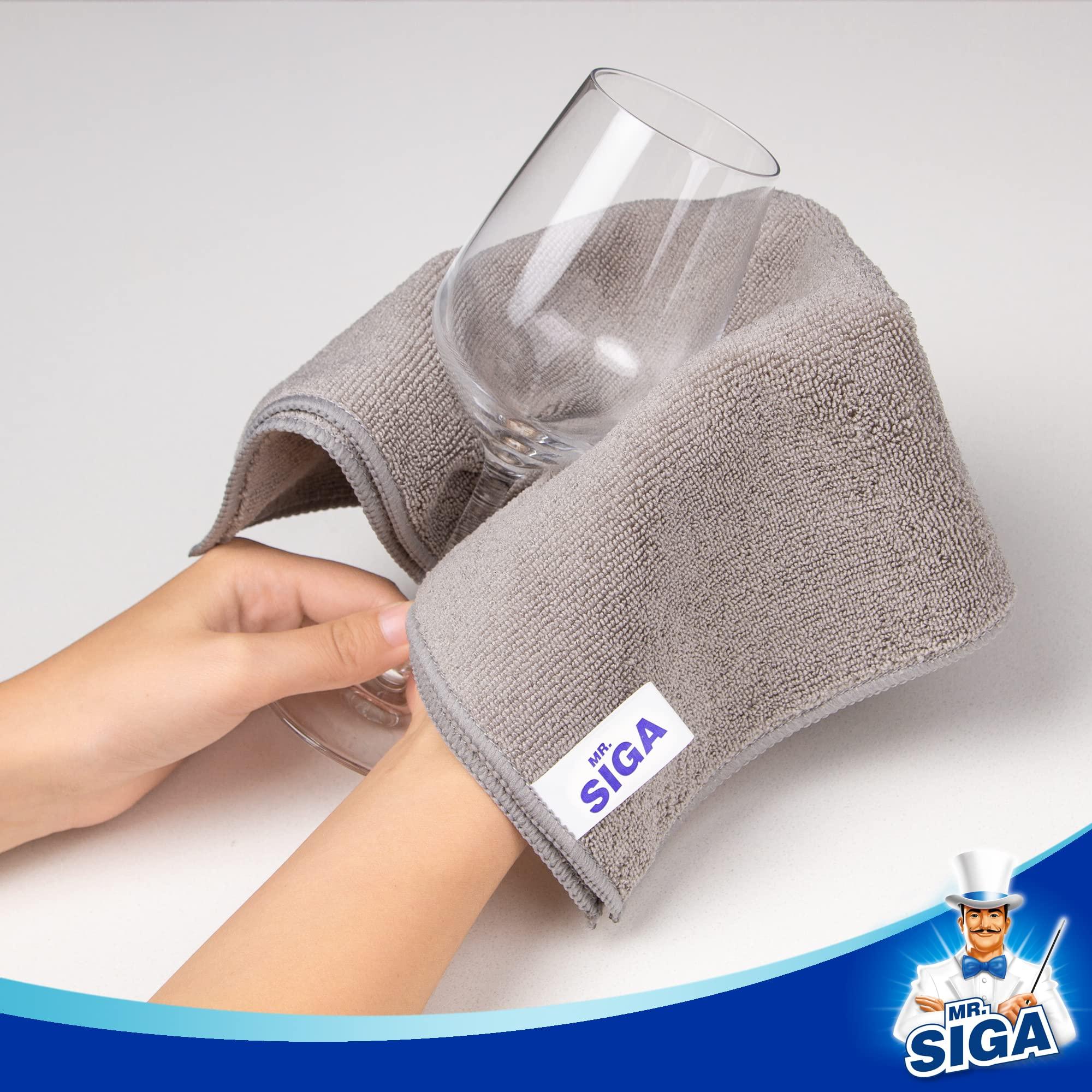 MR.SIGA Microfiber Cleaning Cloth, All-Purpose Microfiber Towels, Streak Free Cleaning Rags, Pack of 12, Grey, Size 32 x 32 cm(12.6 x 12.6 inch) - Image 6