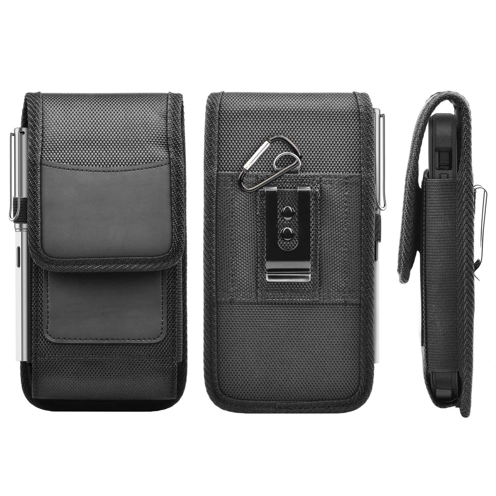 Njjex Phone Holster for Samsung Galaxy S25 Ultra S24 S23 S22 S21 S20 Note 20 A35 A16 A15 A14 A02S A12 A32 A13 iPhone 16 Pro Max XS XR Nylon Belt Clip Holster Cell Phone Pouch Card Holder Carrying Case - Image 6