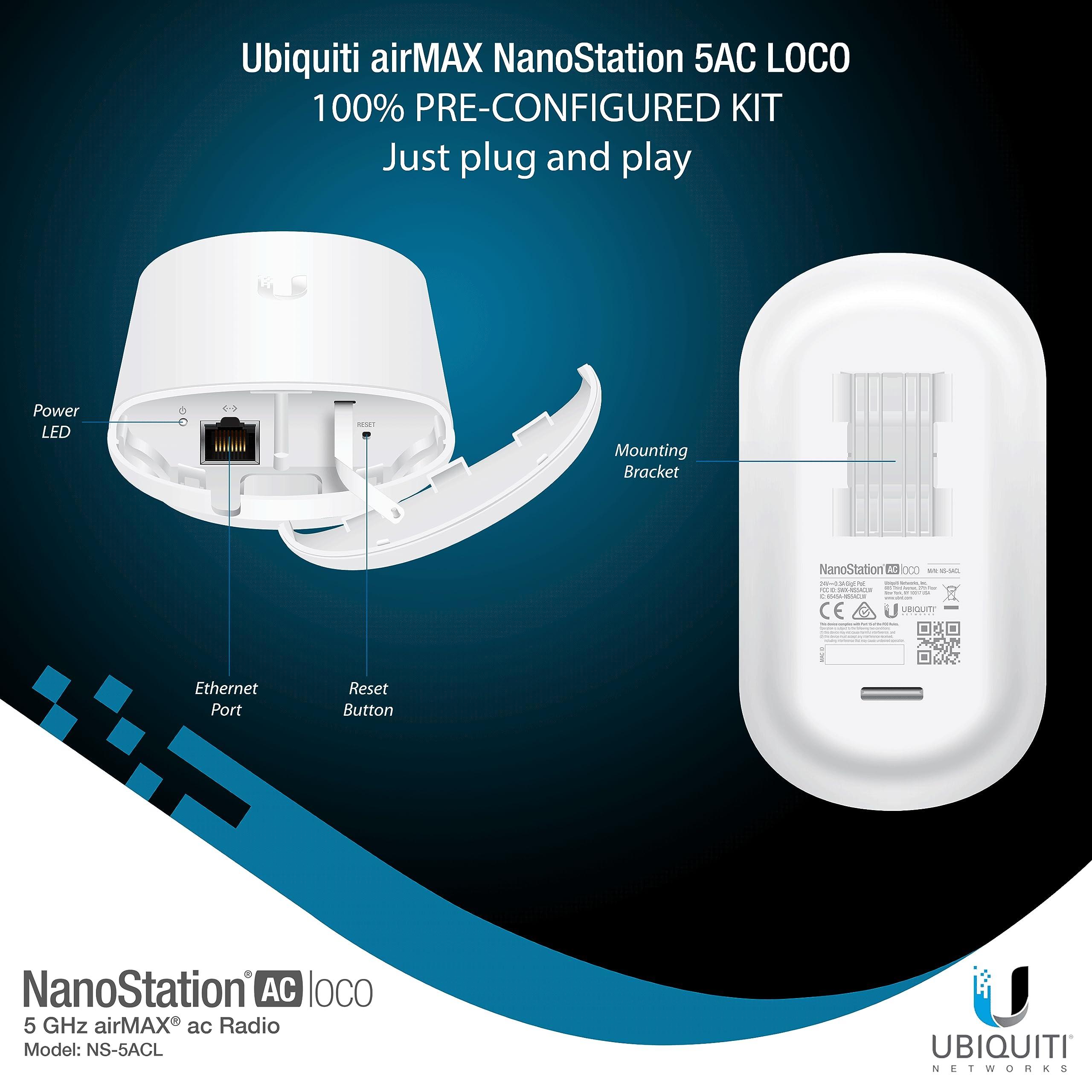 Wireless Bridge Ubiquiti LOCO5AC PRE-CONFIGURED, Bundle of 2 Ubiquiti Nanostation LOCO 5AC, Point to Point Outdoor WiFi Bridge, Plugh and Play, 5GHz, 450+Mbps, 10+km Link Range, Network Bridge - Image 7