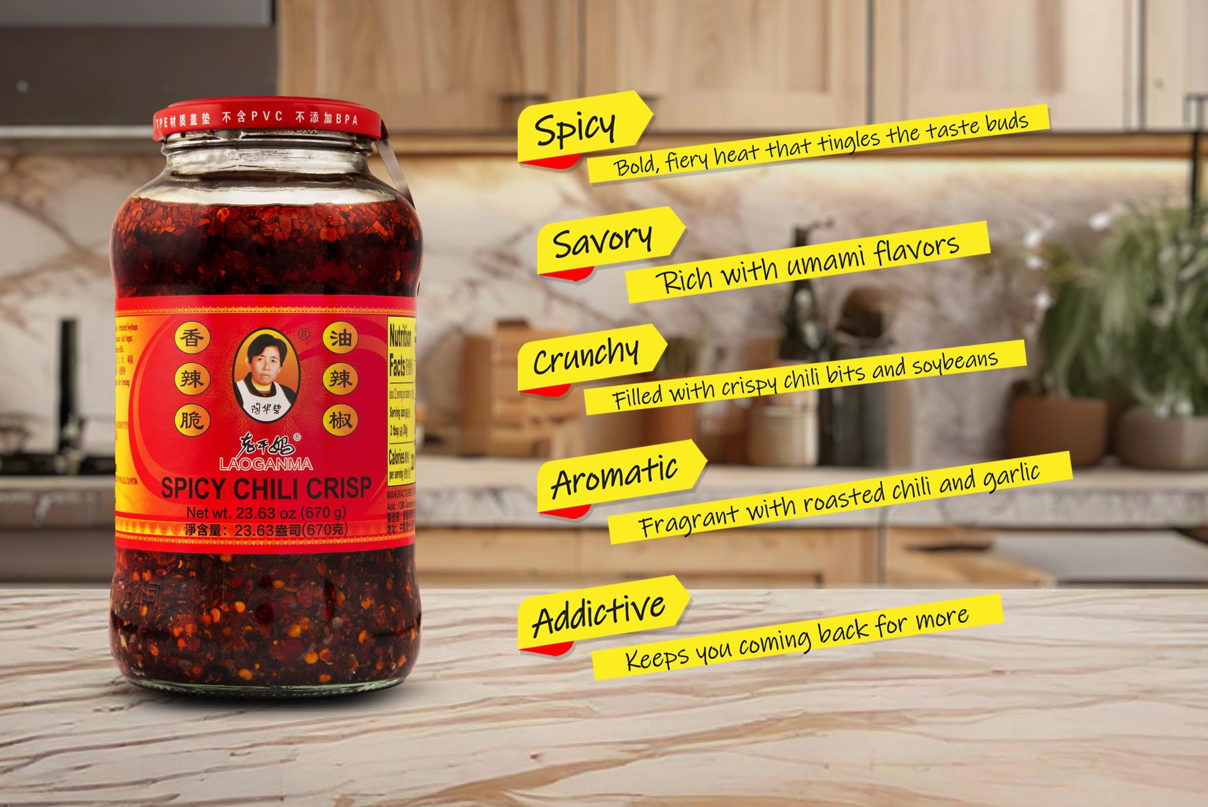 Lao Gan Ma Spicy Chili Crisp Hot Sauce – Restaurant Size 23.63 oz (670g) – Authentic Chinese Chili Oil with Crunchy Bits - Image 6