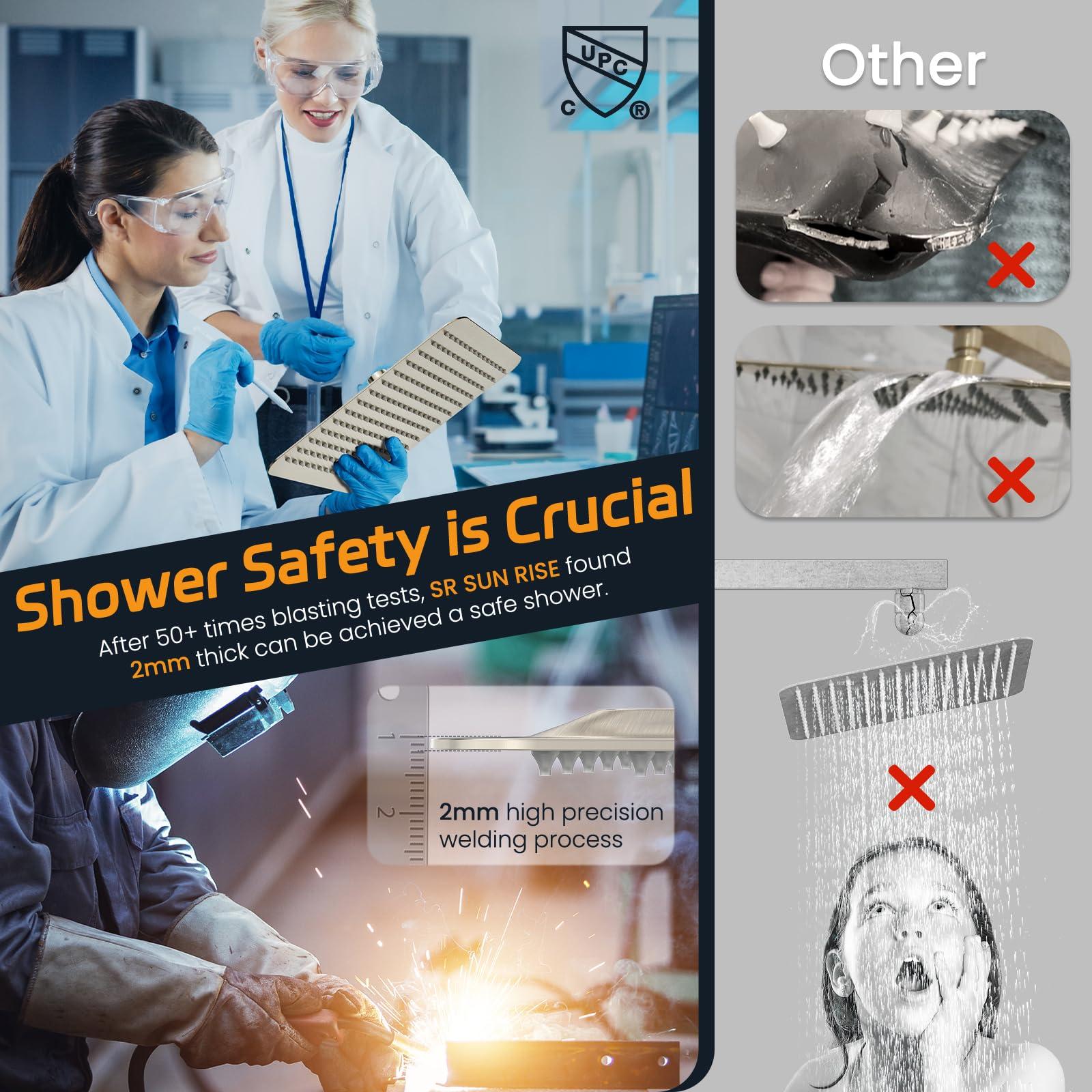 SR SUN RISE Shower Faucet Set Bathroom Square Rain Shower Head with Handheld Spray Wall Mounted Rainfall Shower Fixtures Brushed Nickel Shower Faucet Trim Repair Kits (Contain Shower Valve)10 Inches - Image 5