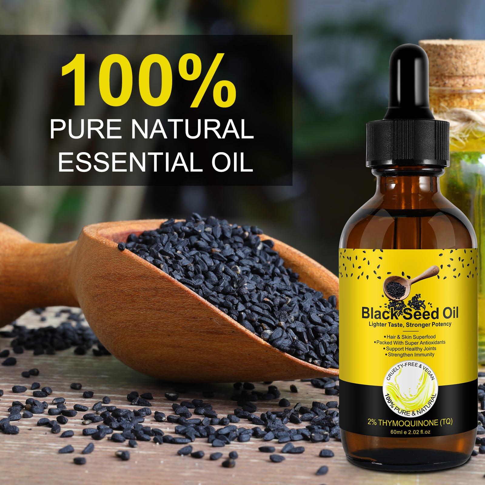 Black Seed Oil Organic Cold Pressed Black Seed Oil 100% Pure Natural Cumin Seed Oil Gluten Free Black Seed Oil Liquid for Hair Growth, Skin Cares - Image 4