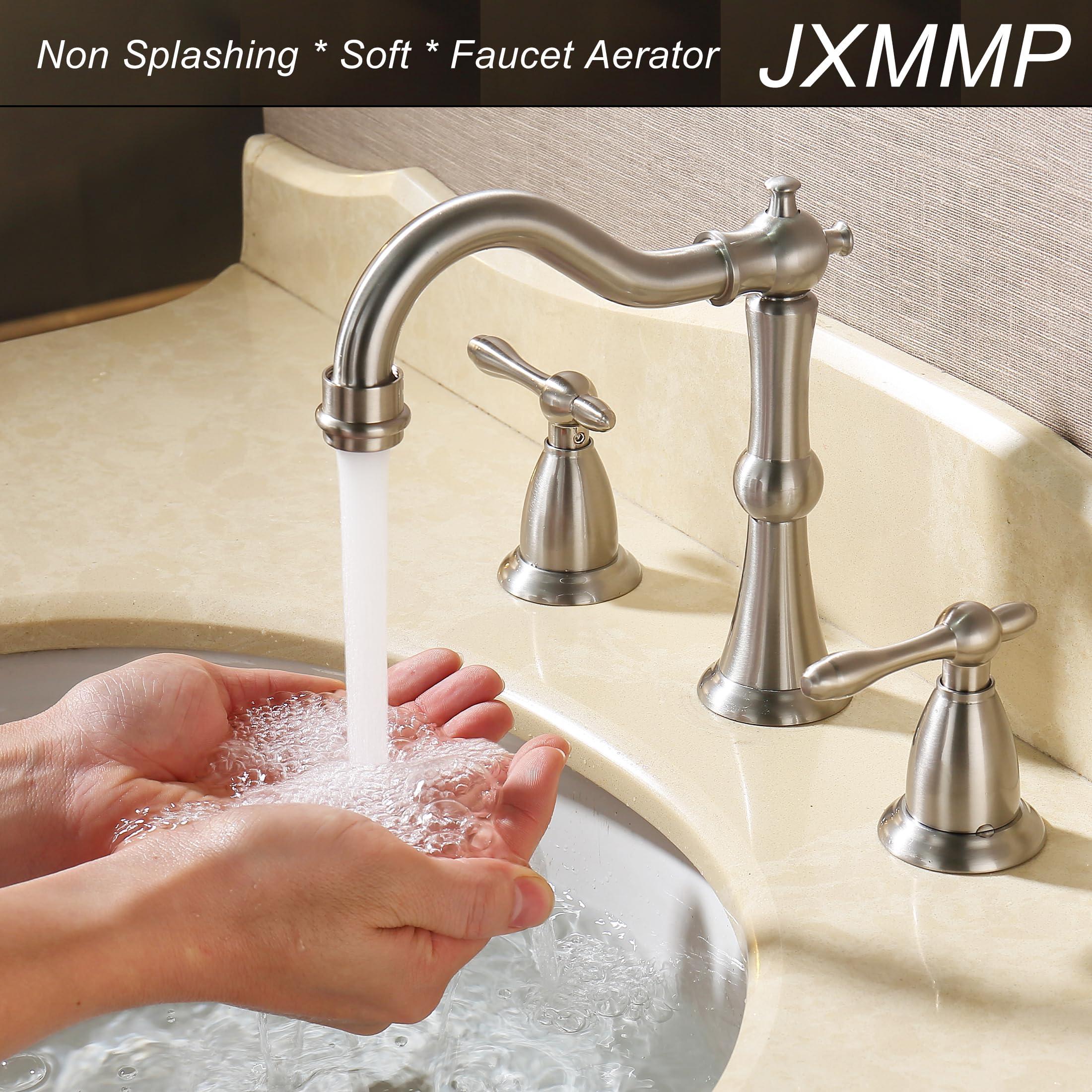 JXMMP Brushed Nickel 3 Hole Bathroom Faucet, Widespread Antique Bathroom Sink Faucet with Pop Up Drain and cUPC Supply Hose, Modern 2 Handle Modern Brushed Sink Faucet Bathroom JXM3073BN - Image 5