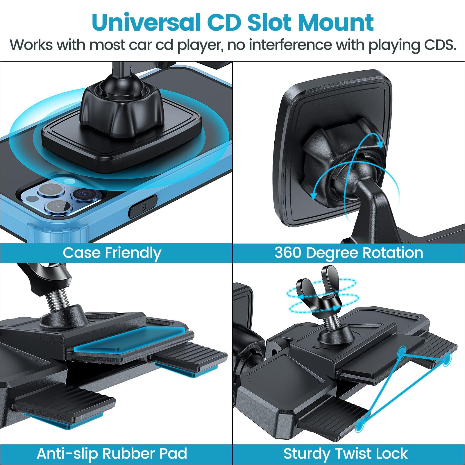 APPS2Car Magnetic CD Phone Holder for Car, Anti Shake Magnet CD Slot Phone Mount, Car Truck Accessories, Compatible with iPhone, Samsung & All Cellphones, for Smartphone Mobile - Image 4