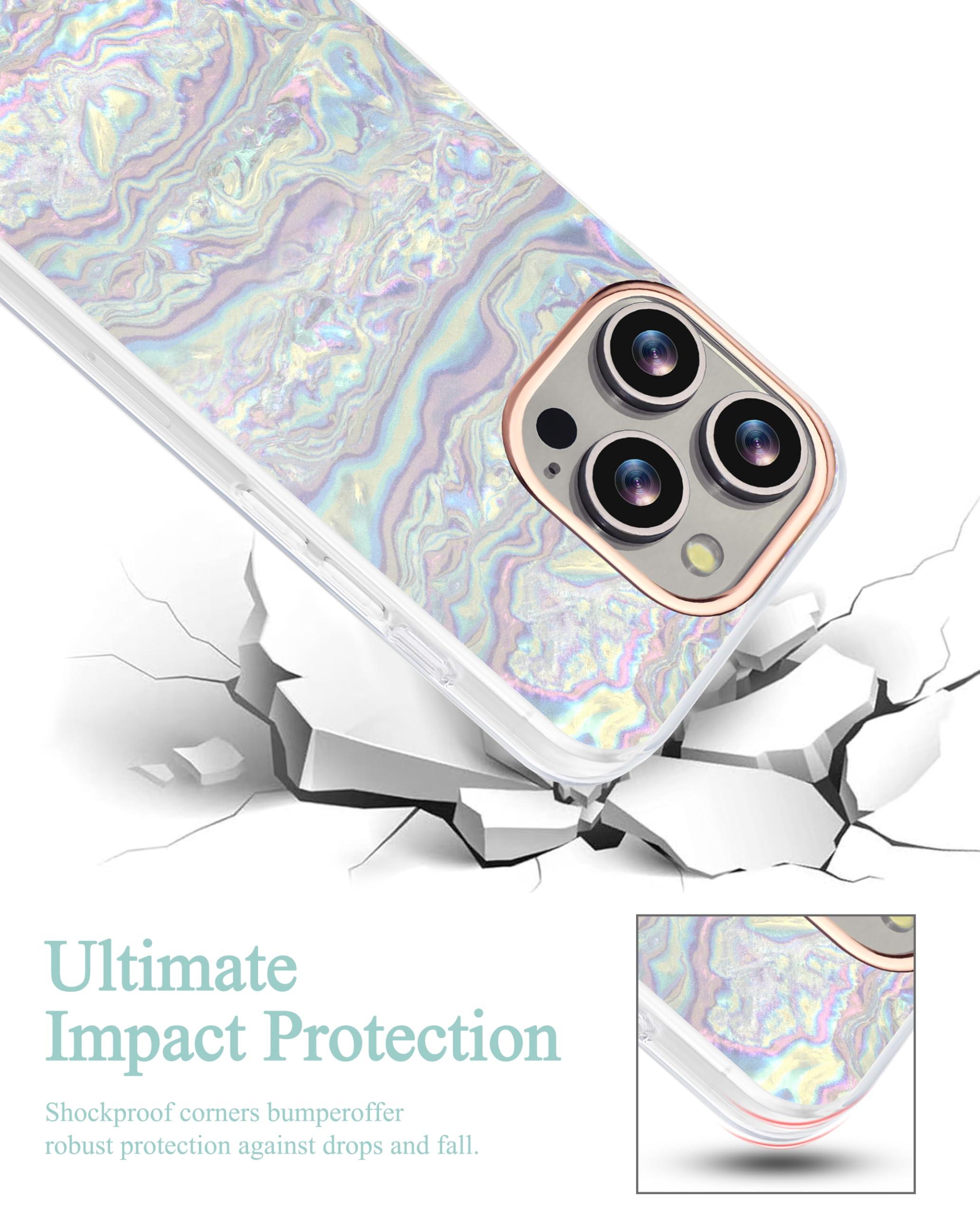 Compatible with iPhone 16 Pro Max Case for Women Girls, Slim Fit Glitter Cute Phone Case for iPhone 16 Pro Max with Pearl Phone Charm Lanyard Wrist Strap, Hard Protective Case 6.7 Inch Shiny White - Image 3