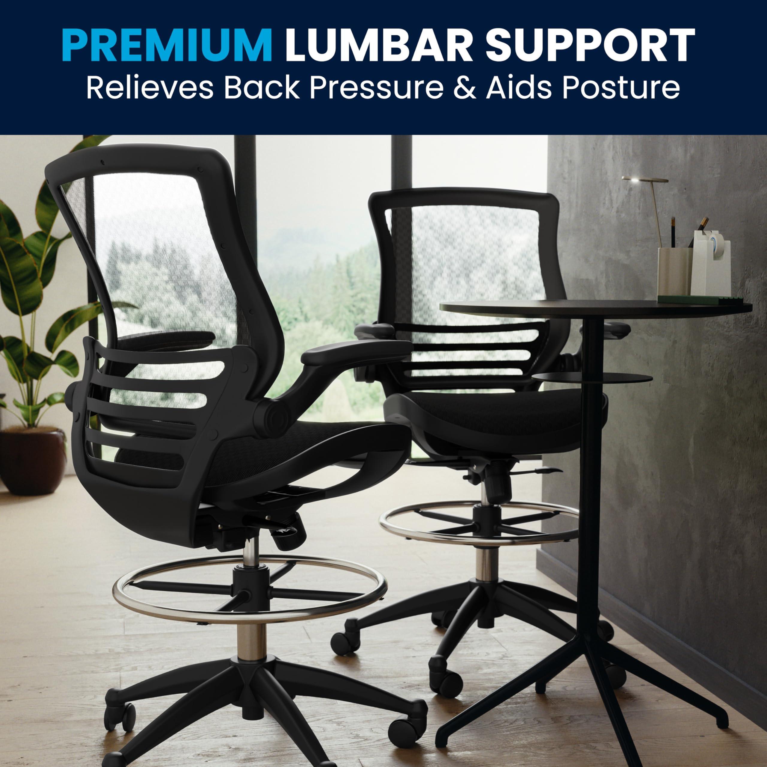 Flash Furniture Waylon Mid-Back Swivel Office Chair with Adjustable Foot Ring and Seat Height, Ergonomic Executive Chair with Armrests, Black - Image 8