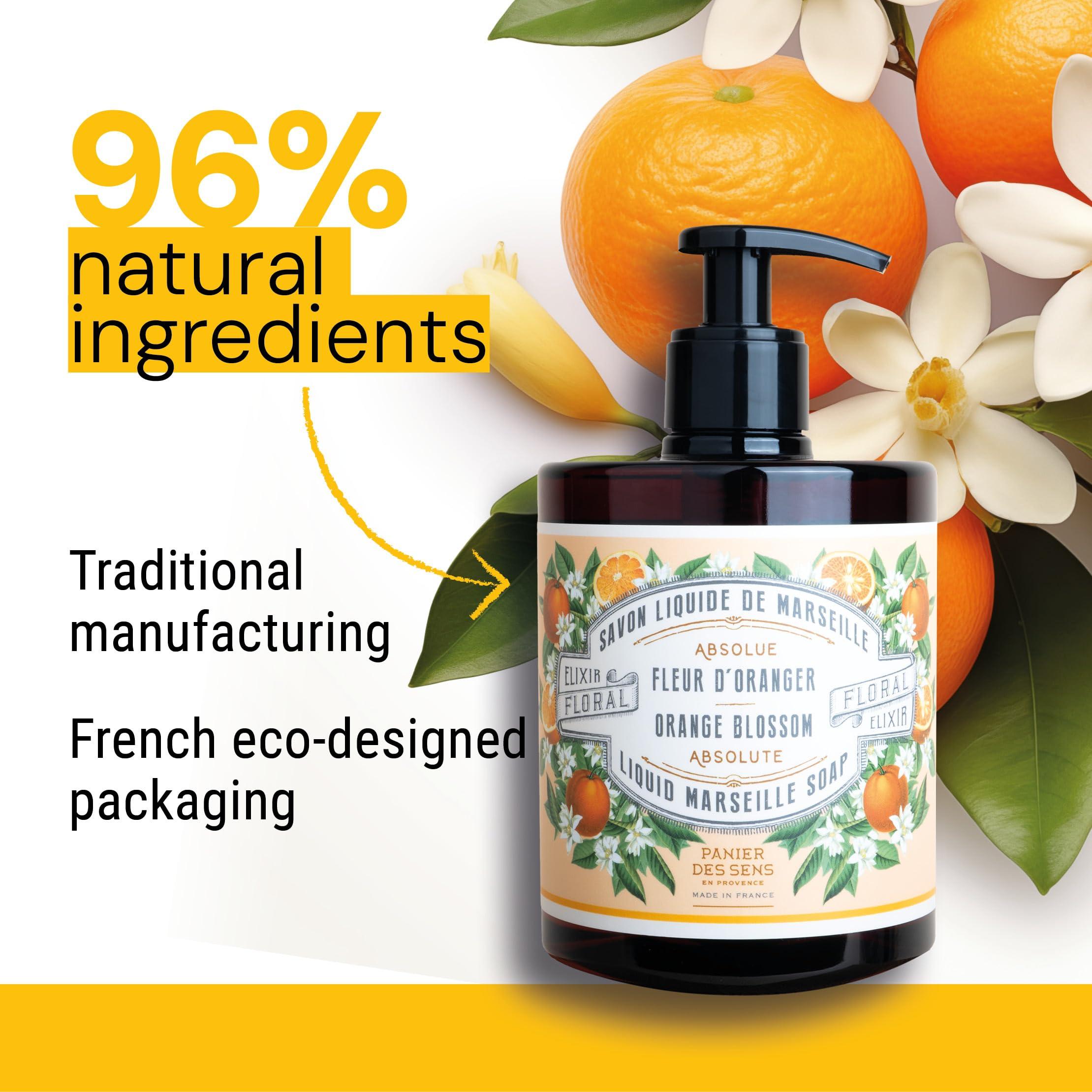 Panier des Sens - Moisturizing Hand Soap - Orange Blossom Gourmand Fragrance - French Traditional Savon de Marseille Soap - Refillable Kitchen & Bathroom Soap - 16.9 Fl.oz Liquid Hand Wash 96% Natural - Image 5