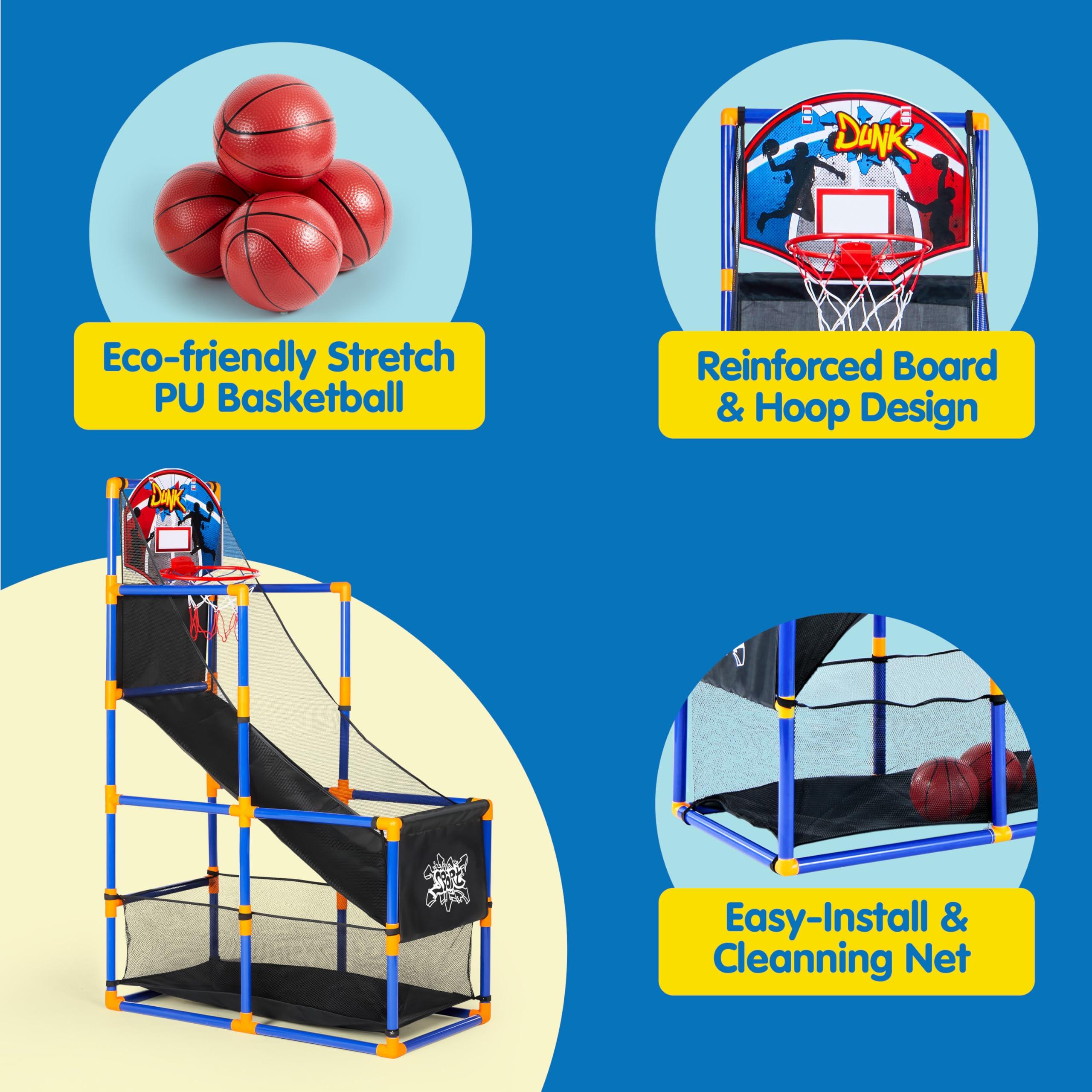 JOYIN Arcade Basketball Game Set with 4 Balls and Hoop for Kids 3 to 12 Years Old Indoor Outdoor Sport Play - Easy Set Up - Air Pump Included - Ideal for Competition - Image 4