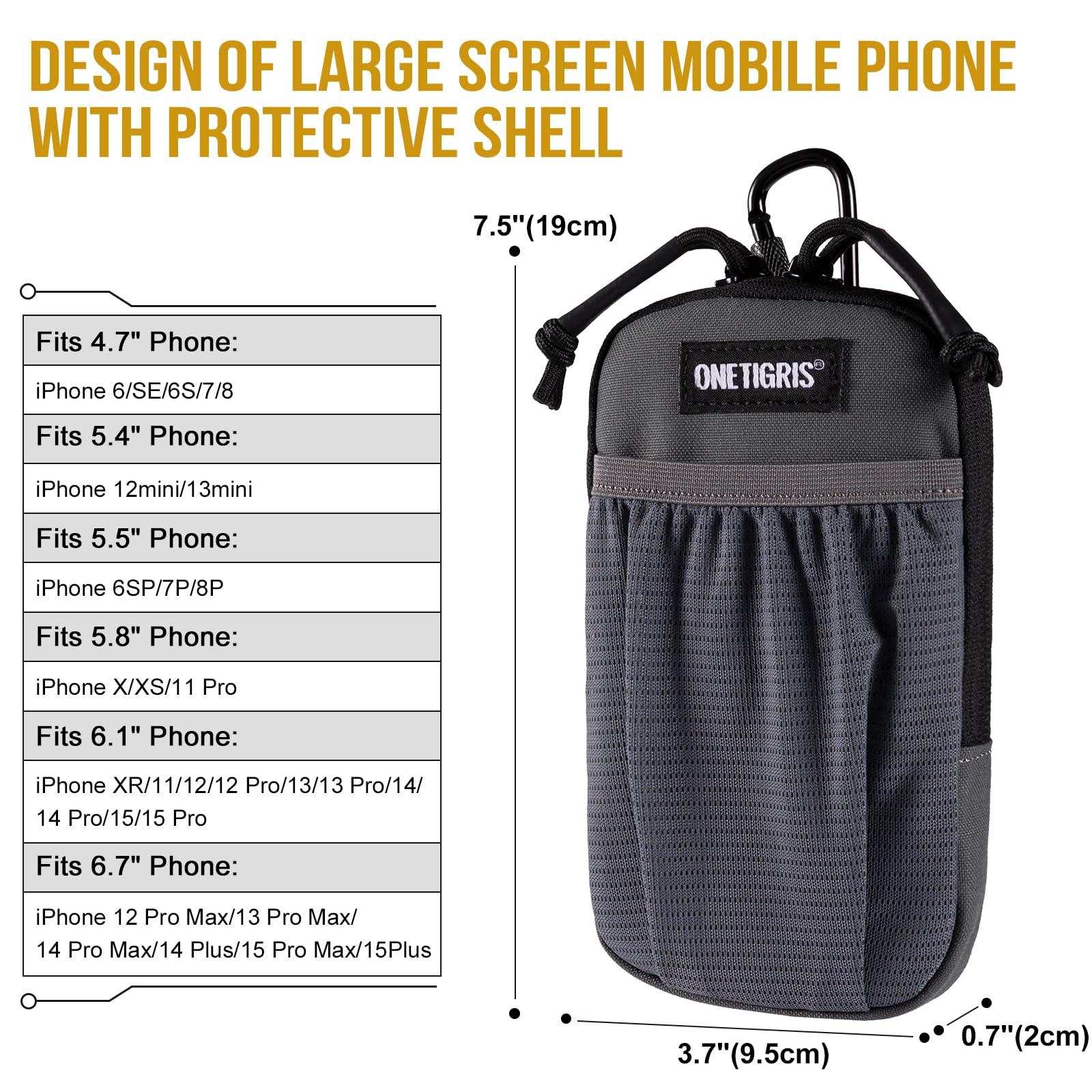 OneTigris Cell Phone Holster - Phone Belt Holder Molle Phone Pouch for Belt with Loop, Holds 4.7"-6.5" Phones in Black - Image 3