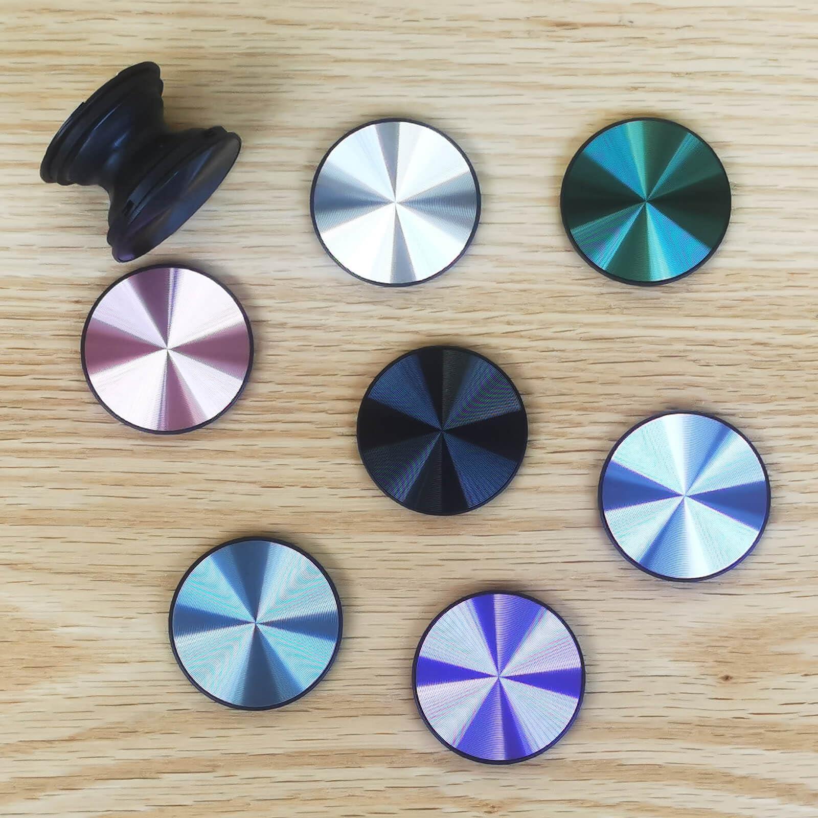 3 Pack Aluminum Alloy CD Pattern Expandible Collapsible Mobile Phone Grip Stand Holder for Smartphone Tablet Cell Phone Accessory - Black - Image 4