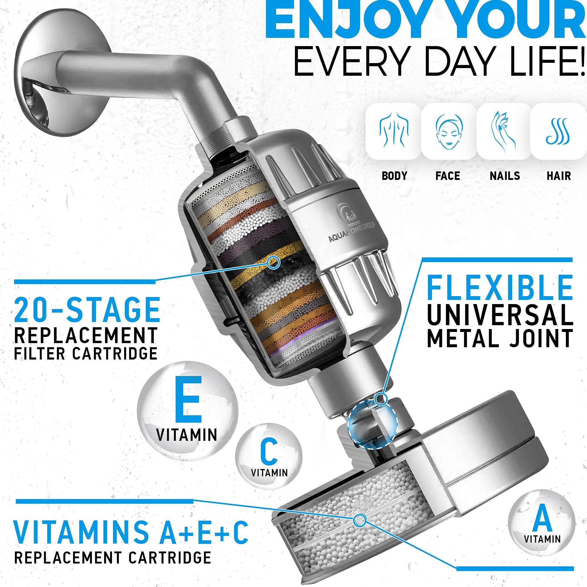 AquaHomeGroup Luxury Filtered Shower Head Set 20+3 Stage Shower Filter for Hard Water Removes Chlorine and Harmful Substances - Showerhead Filter High Output - Image 3