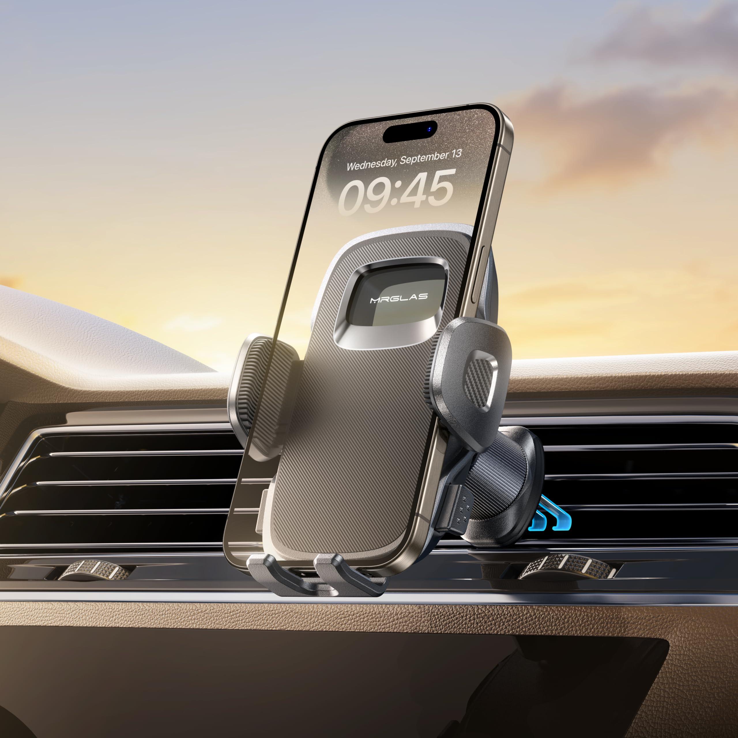 MRGLAS 2025 Upgraded Phone Holders for Your Car with New Metal Hook Clip, Handy Air Vent Cell Phone Car Mount [One Hand Operation], Universal Automobile Cradle for iPhone Android and All Smartphones - Image 9