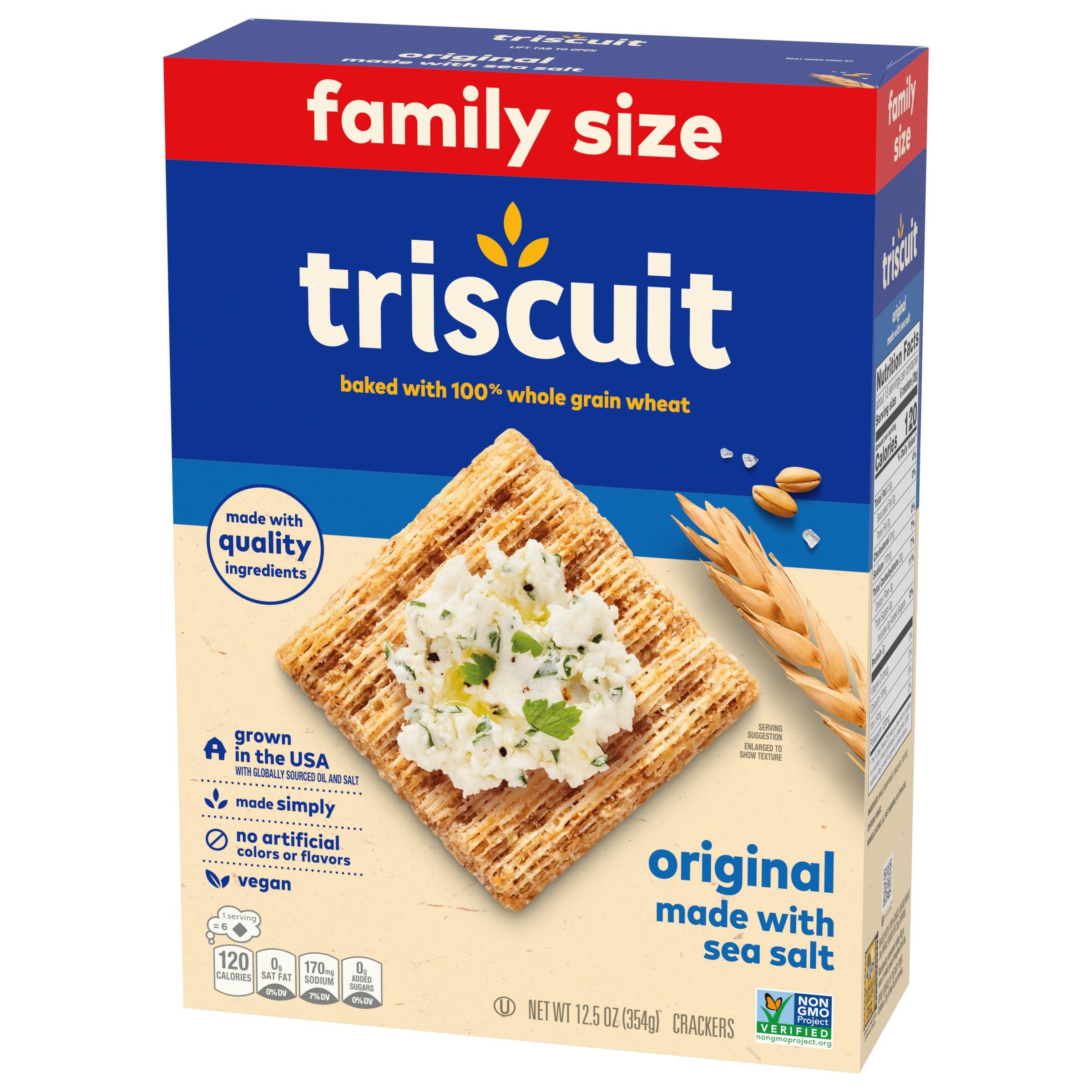 Triscuit Original Whole Grain Wheat Crackers, Vegan Crackers, Healthy Snacks, Lunch Snacks, Family Size, 12.5 oz - Image 15