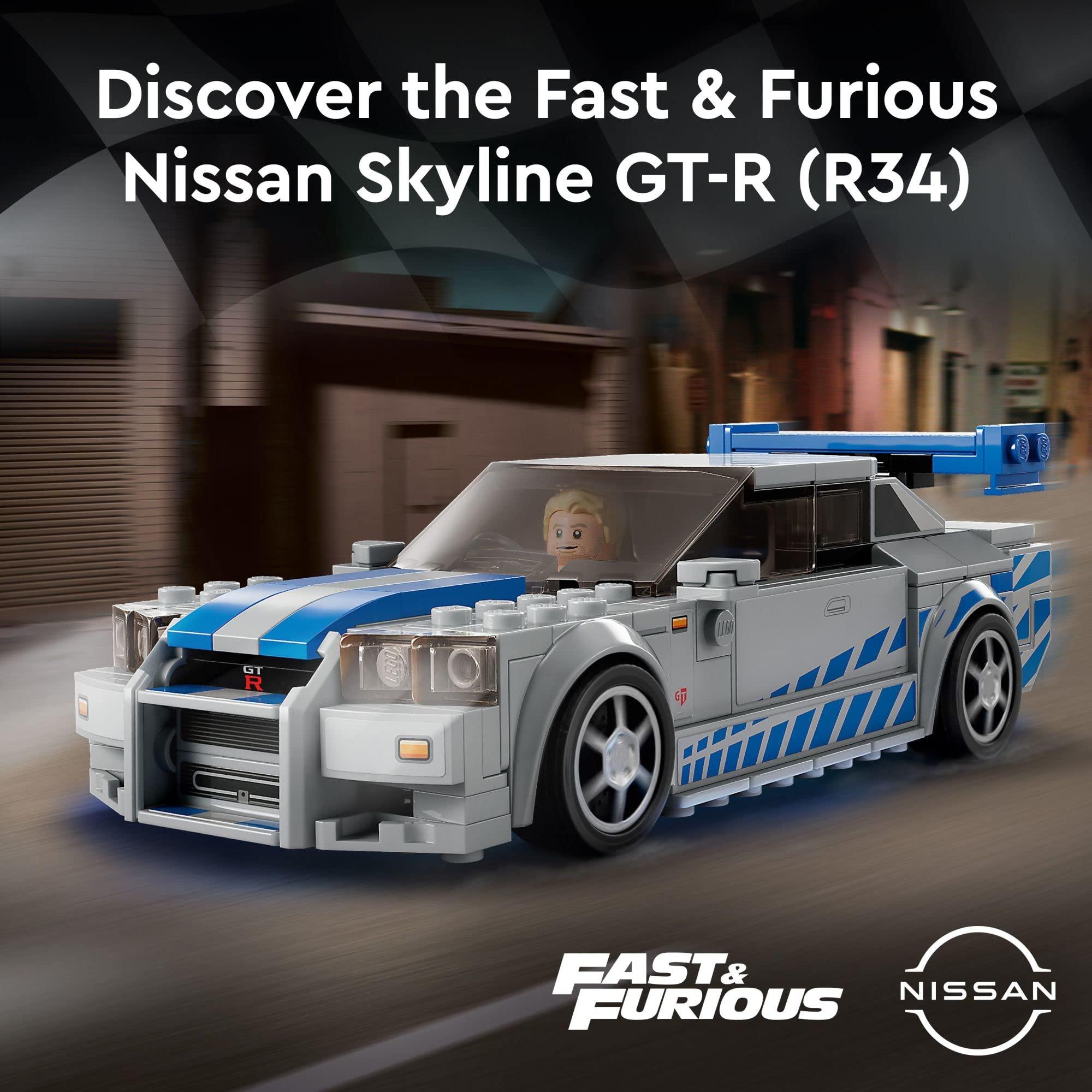LEGO Speed Champions 2 Fast 2 Furious Nissan Skyline GT-R (R34), Race Car Toy Model Building Kit, Collectible with Racer Minifigure, 2023 Set for Kids, Boys and Girls Ages 9 and Up 76917 - Image 2