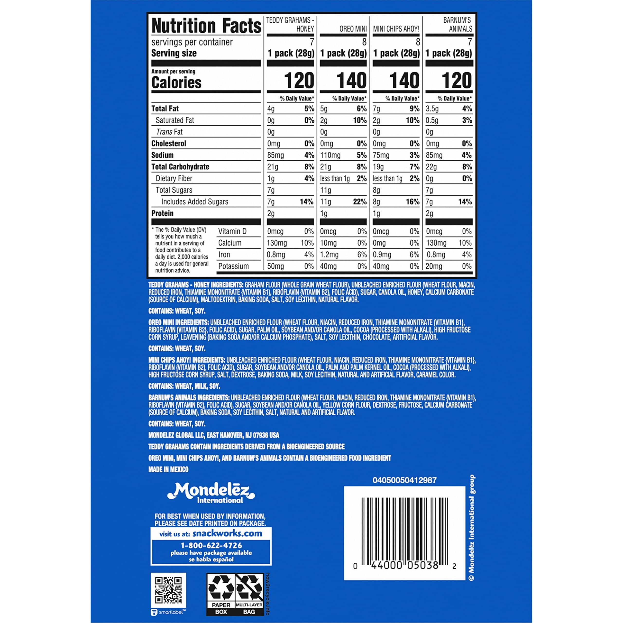 Nabisco Team Favorites Variety Pack, OREO Mini, CHIPS AHOY! Mini, Teddy Grahams Honey & Barnum's Animal Crackers, 30 Snack Packs - Image 14