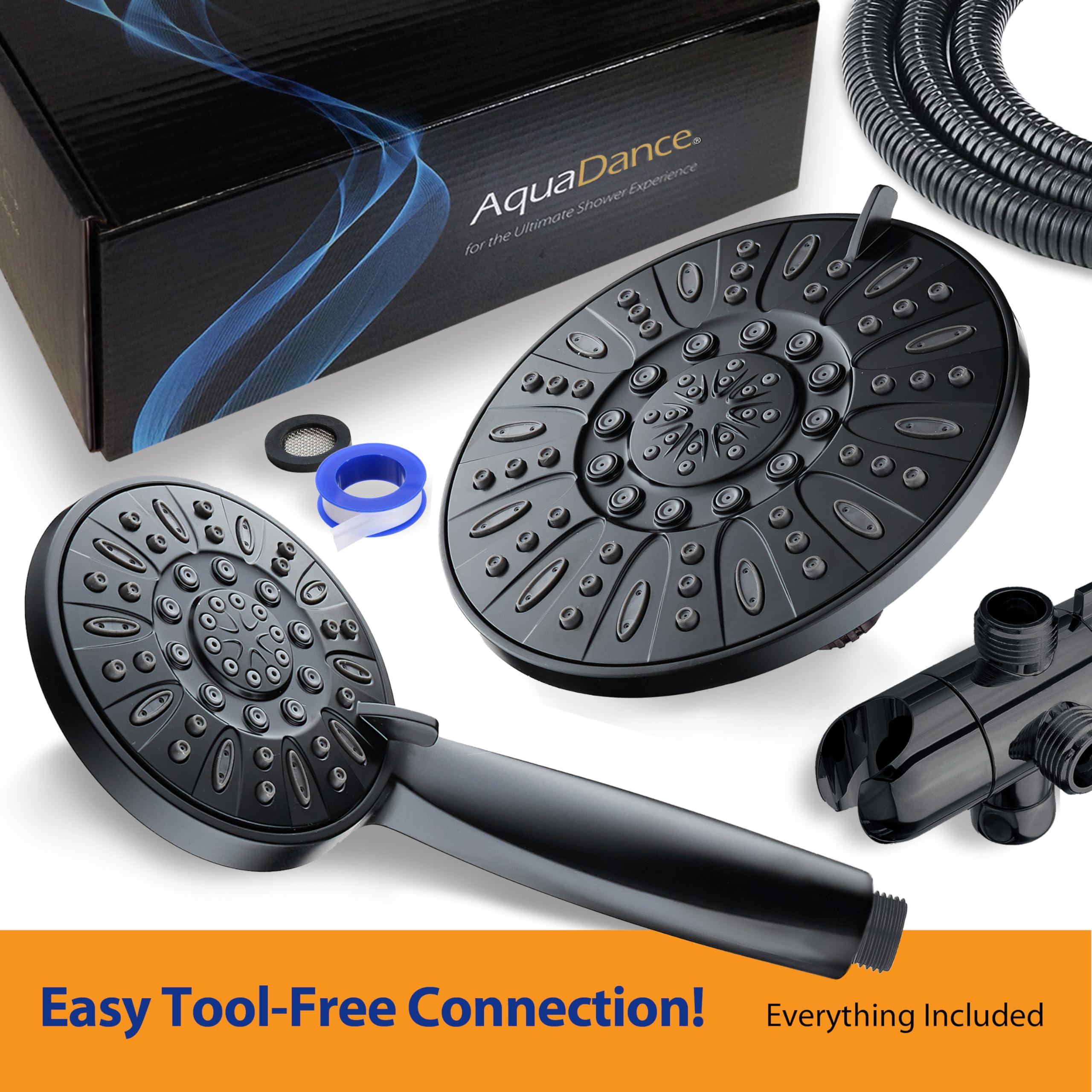 AquaDance 7" Premium High Pressure 3-Way Rainfall Combo for The Best of Both Worlds - Enjoy Luxurious Rain Showerhead and 6-Setting Hand Held Shower Separately or Together - Matte Black Finish - Image 6