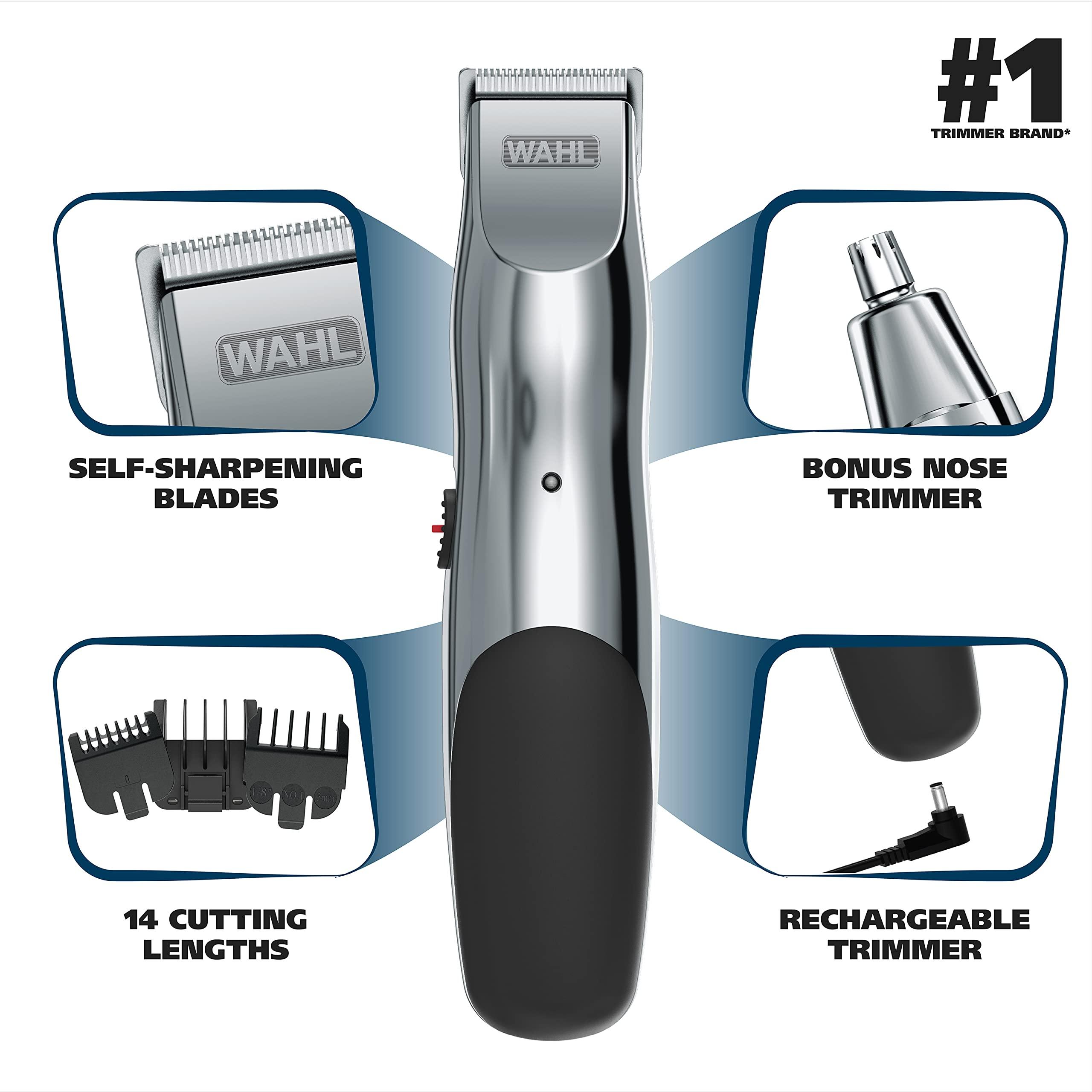 Wahl Groomsman Rechargeable Beard Trimmer kit for Mustaches, Nose Hair, and Light Detailing and Grooming with Bonus Wet/Dry Battery Nose Trimmer – Model 5622v - Image 2